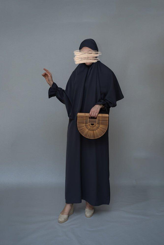 Barakaa Women's Prayer Dress & Umrah Hajj Set - Grey Islamic Modest Outfit for Prayer, Mosque & Religious Ceremonies
