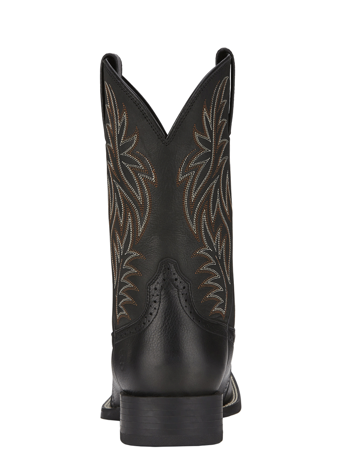 Ariat Men's Sport Wide Square Toe Western Boots - Black | Comfortable Cowboy Boots for Riding, Work & Casual Wear