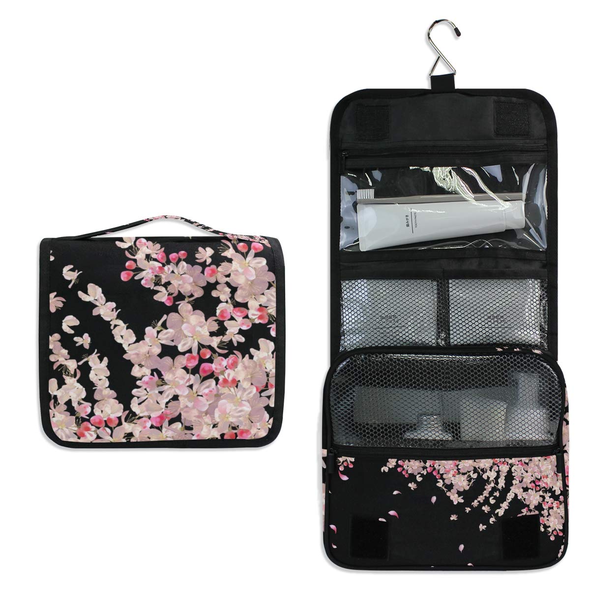 ALAZA Hanging Travel Toiletry Bag - Waterproof Cosmetic Organizer with Hook for Makeup, Toiletries & Jewelry | Perfect for Vacation, Gym & Business Trips