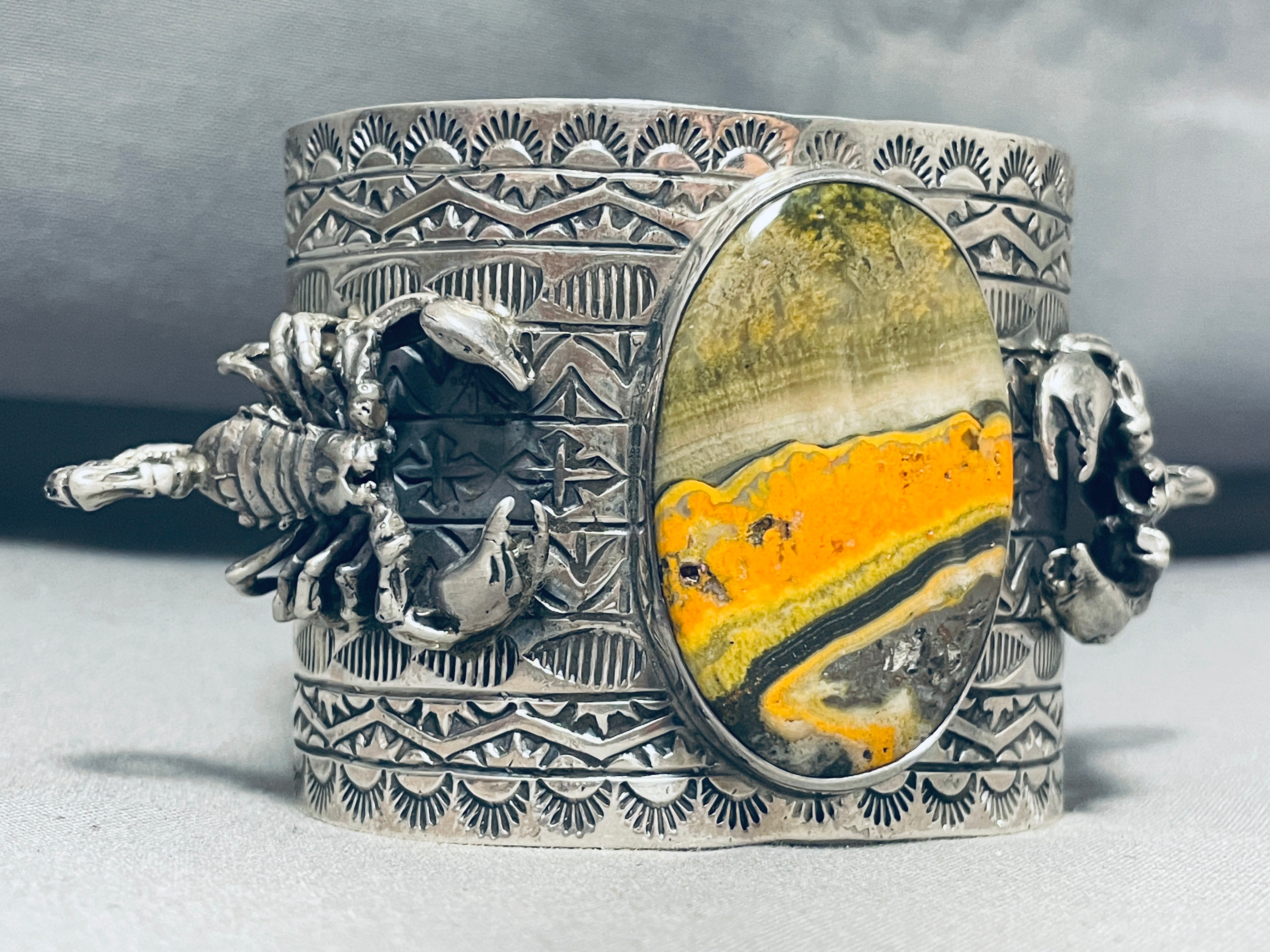 114 Grams Unique San Felipe Scorpion Sterling Silver Cuff Bracelet - Handmade Mexican Jewelry for Women, Boho Chic Accessory for Parties & Special Occasions