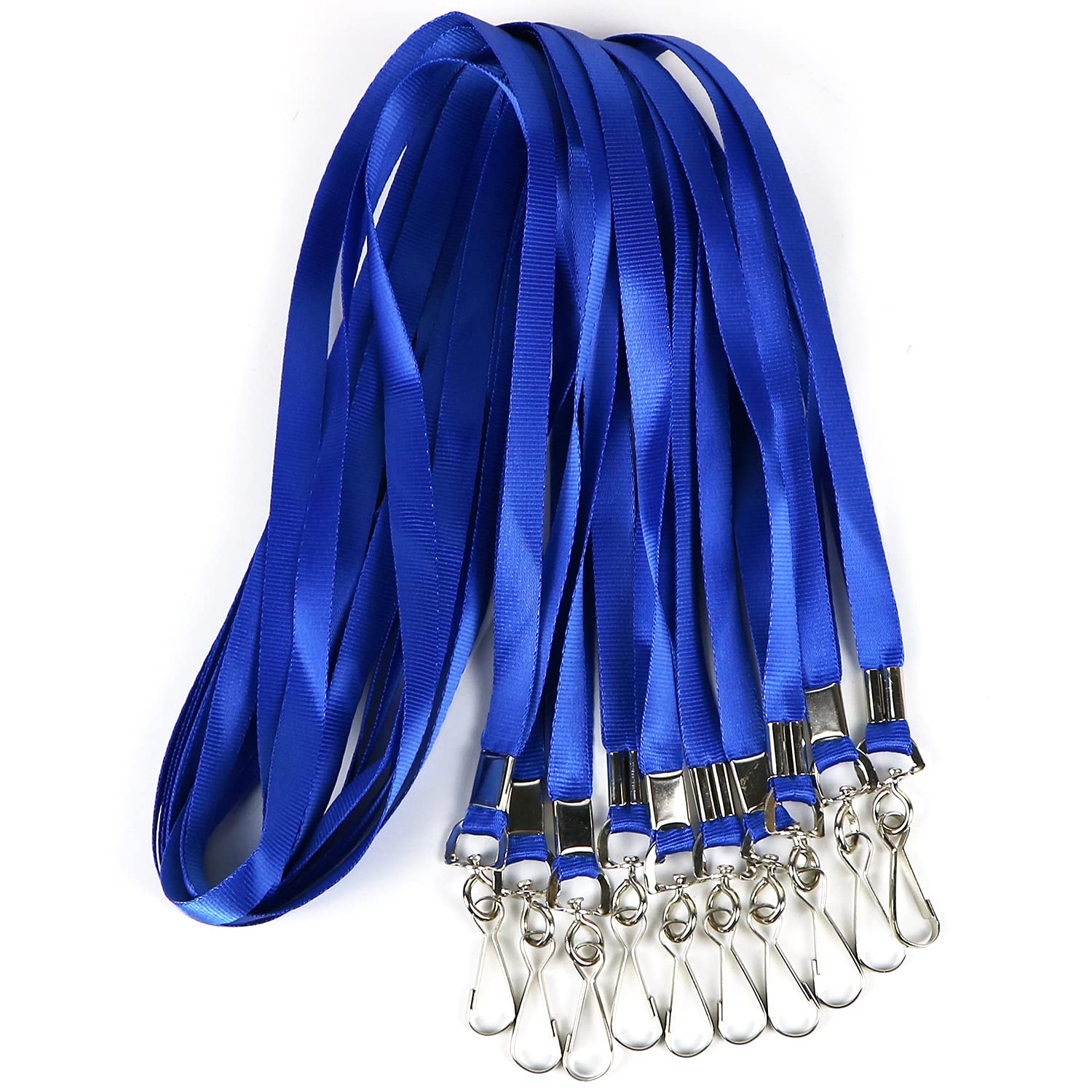 50-Pack Flat ID Badge Lanyards with Swivel J-Hooks for Work & Cruises