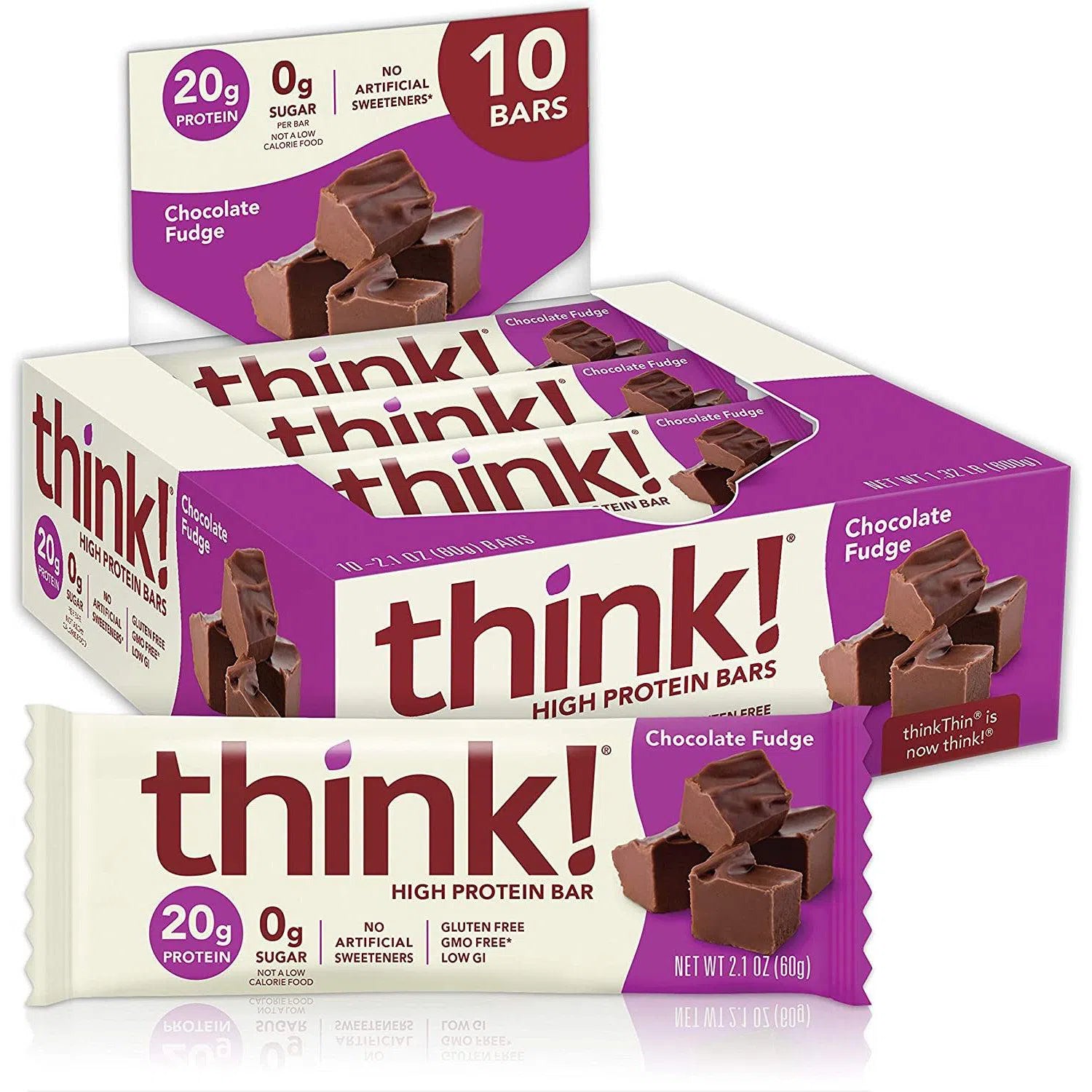 think! High Protein Bars - Low Sugar, Gluten Free Snacks for Weight Loss & Energy Boost - Perfect for Gym, Hiking & On-the-Go Nutrition