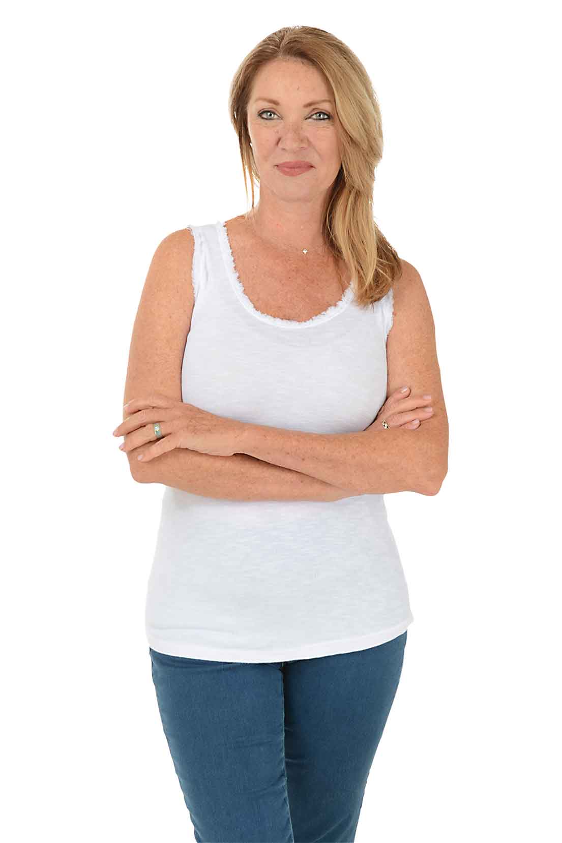 Frayed Edge Cotton Tank Top for Women - Soft & Comfortable Summer Casual Wear - Perfect for Beach, Layering, and Everyday Outfits