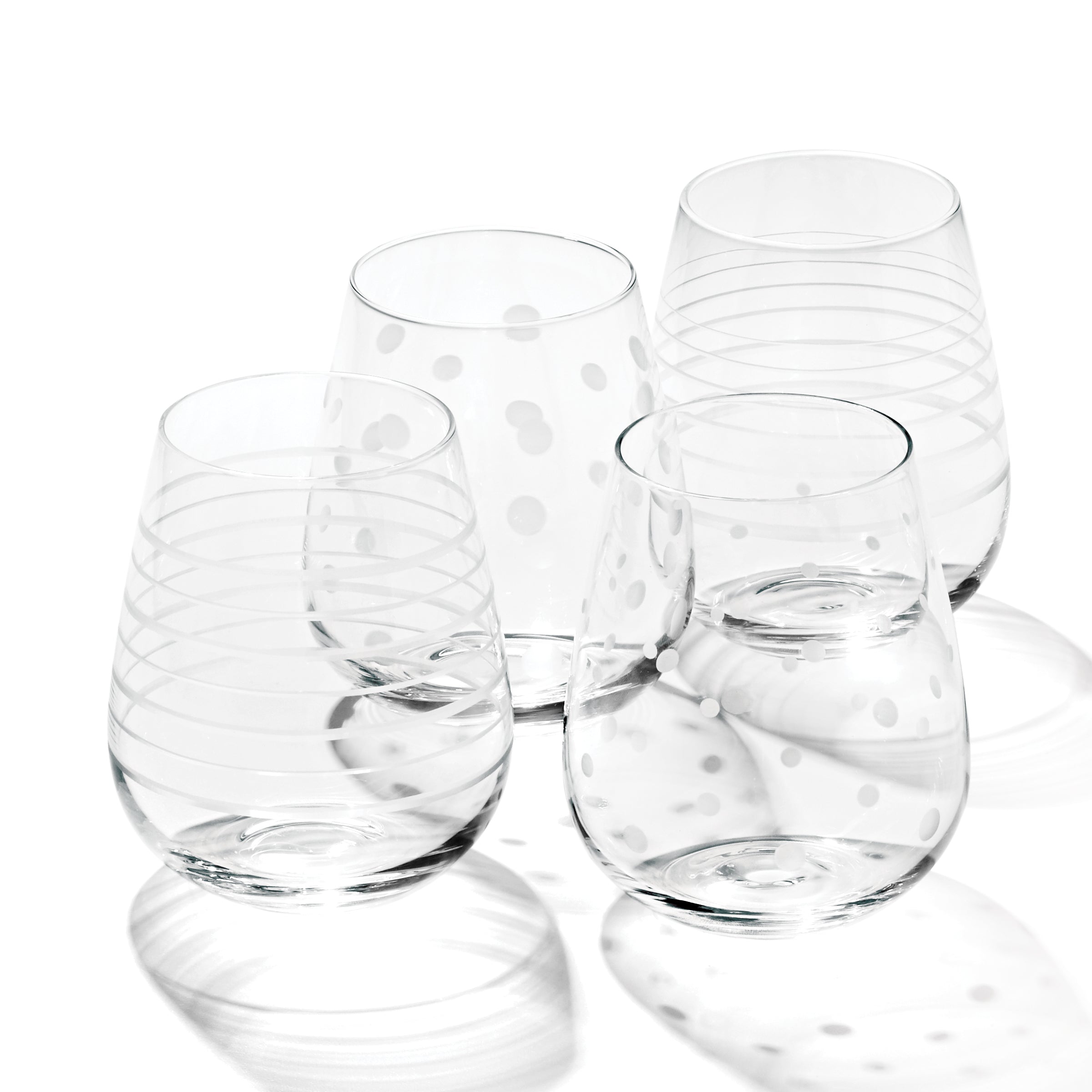 Premium Mingle Stemless Wine Glasses Set of 4 - Shatterproof BPA-Free Crystal Clear Glasses for Red & White Wine, Cocktails, Juice - Perfect for Parties, Weddings, Home Bar & Gifts