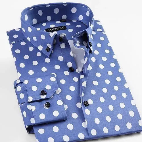 Stylish Men's Polka Dot Dress Shirt - Formal & Casual Button Down Shirt for Office, Party & Date Night