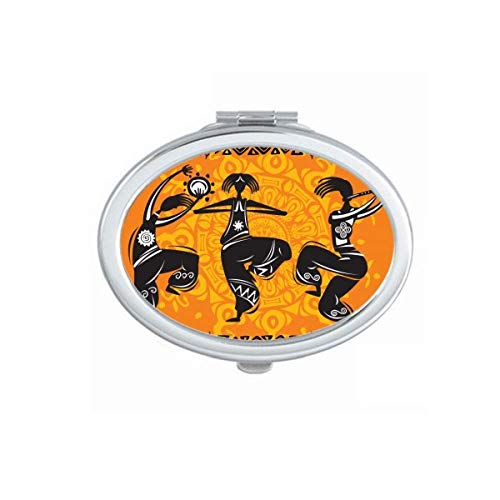 DIYthinker Mexican Folk Art Dance People Totem Mirror - Portable Foldable Double-Sided Makeup Mirror with Flute Design | Perfect for Travel, Home Vanity & Dance Studio Decor