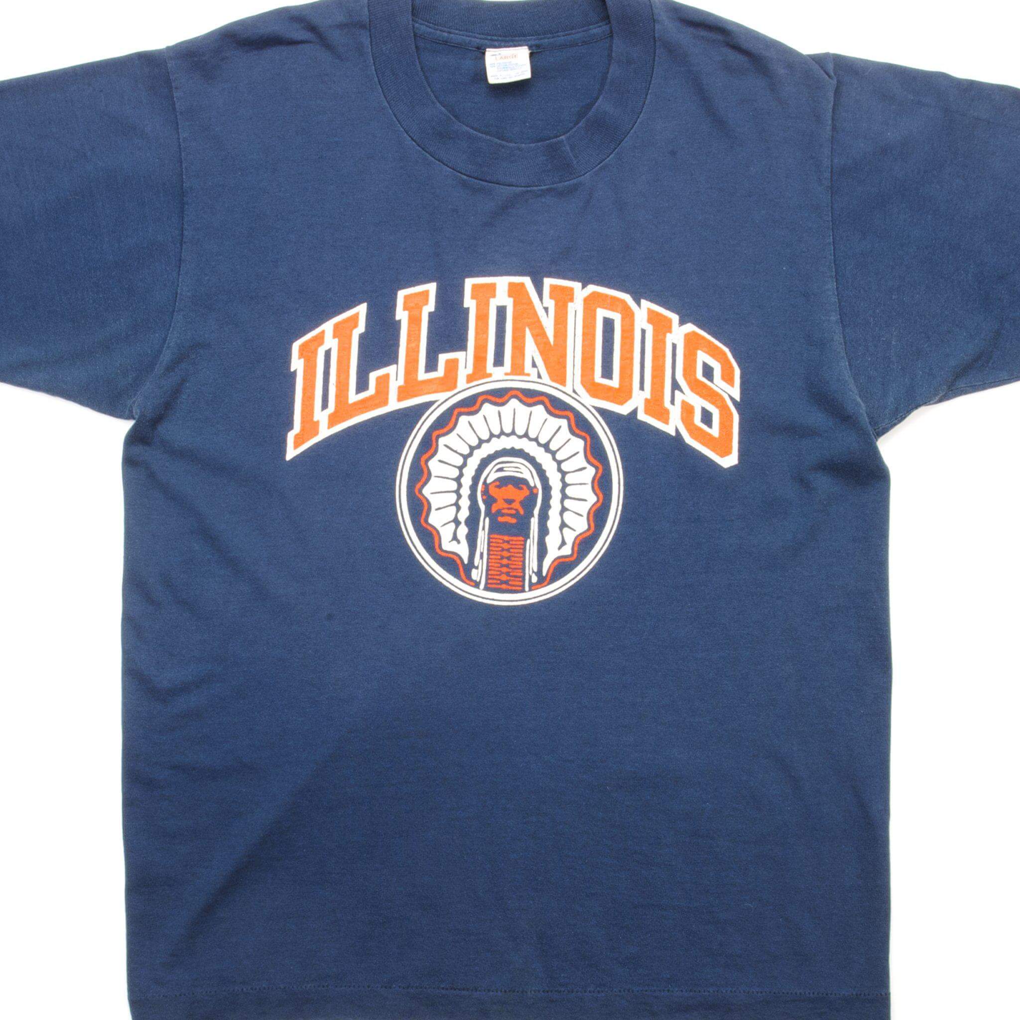 Vintage Champion Illinois University T-Shirt 1980s - Medium Size, Made in USA - Perfect for College Sports Fans & Retro Fashion Lovers