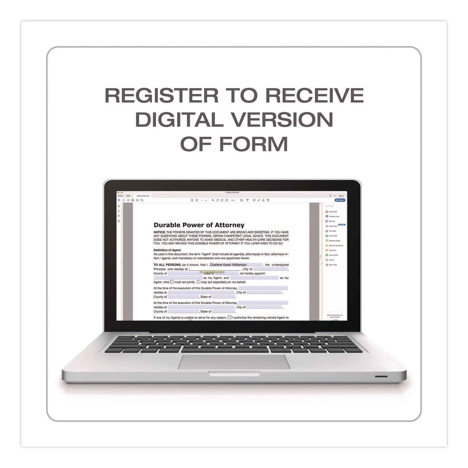 Adams® Durable Power of Attorney Form - Printable PDF Download with Step-by-Step Instructions (8.5