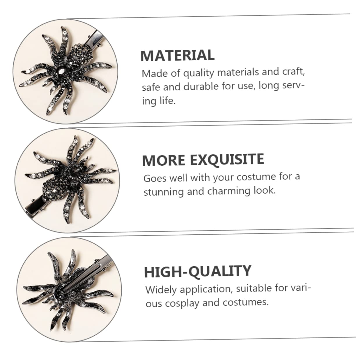 FOMIYES Halloween Spider Hair Clips - Sparkling Rhinestone Barrettes for Women & Girls | Costume Party Accessories, Cosplay, Daily Wear & Hairstyling
