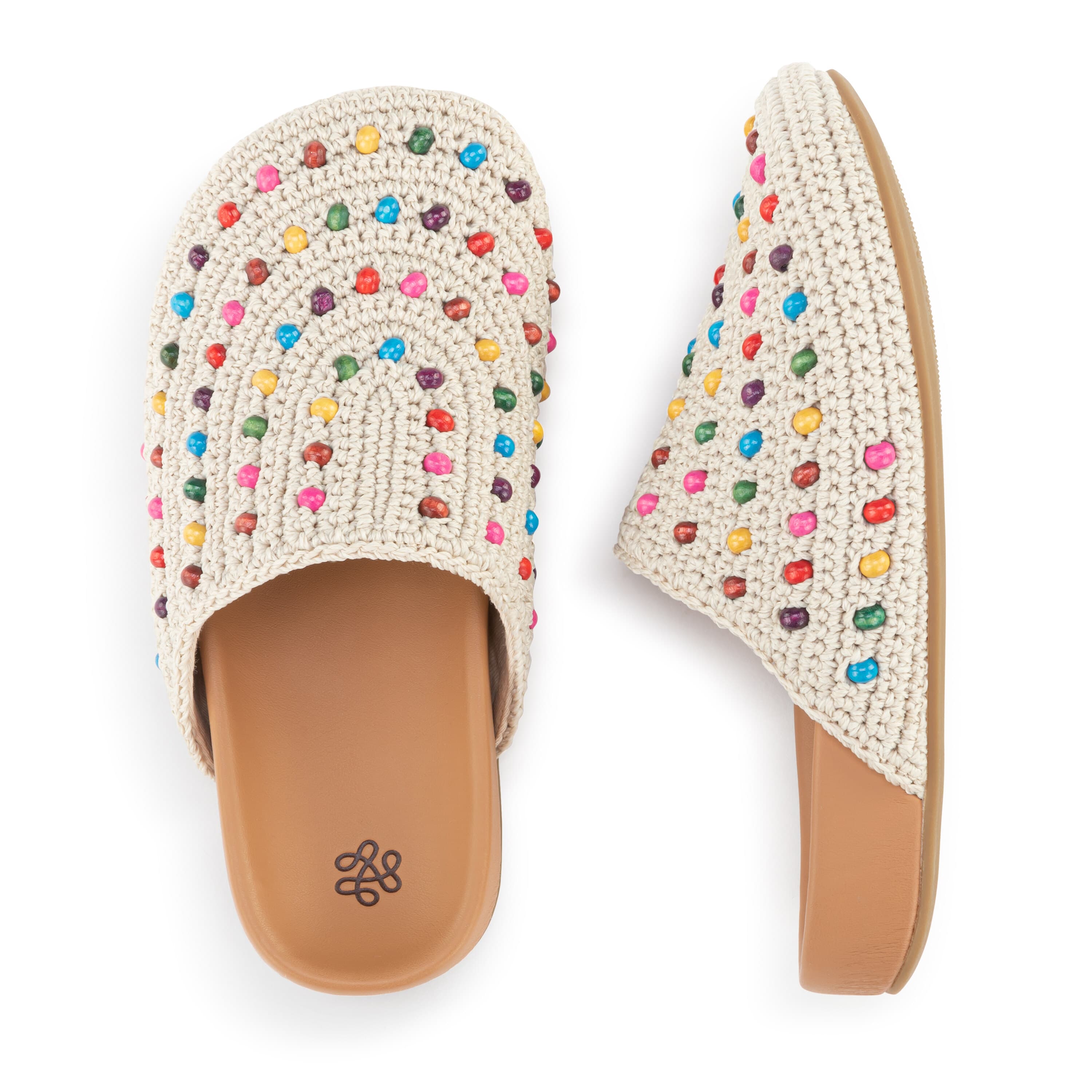 Bolinas Clog Kids Hand Crochet Ecru Multi Beads - Comfortable & Stylish Summer Sandals for Beach, Pool & Outdoor Play