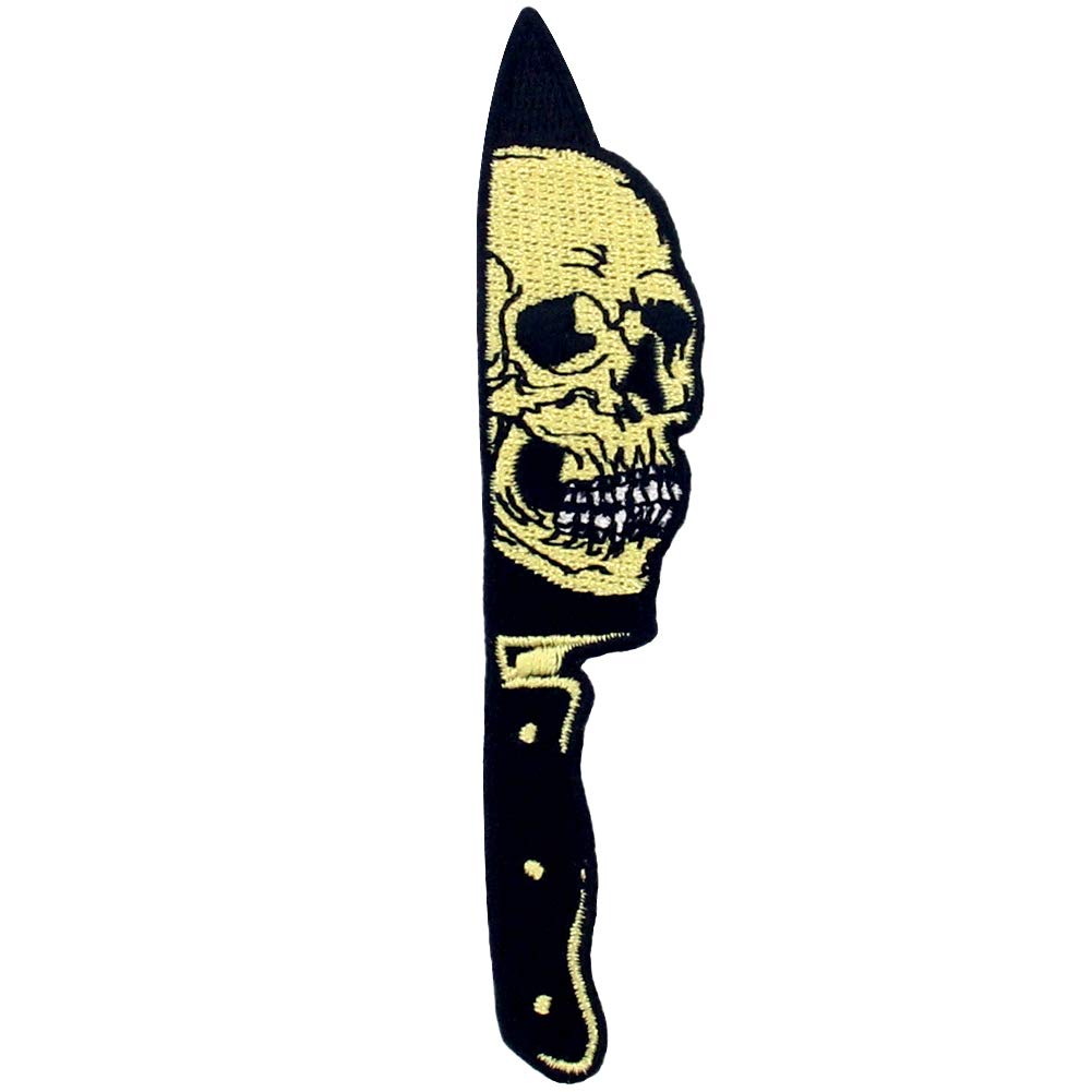 ZEGINs Skull Dagger Embroidered Patch - Iron On & Sew On Emblem for Jackets, Hats, Bags - Gothic Punk DIY Accessories for Clothing & Costumes