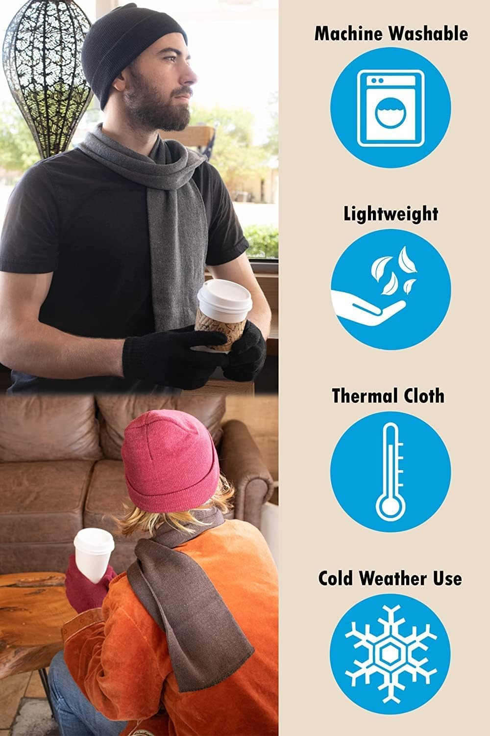 72-Pack Winter Accessories Bundle - 24 Pairs of Gloves, 24 Scarves & 24 Beanies - Bulk Cold Weather Supplies for Emergency Kits, Homeless Shelters & Charity Donations - Perfect for Winter Survival, Outdoor Activities & Community Support