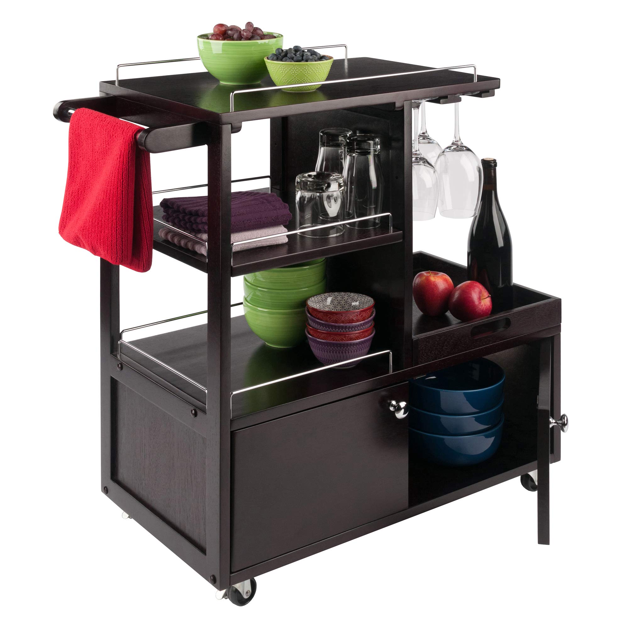 Winsome Wood Galen Entertainment Cart - Rolling TV Stand with Storage Shelf for Living Room, Bedroom, Home Theater - Perfect for Organizing Media Devices & Decor