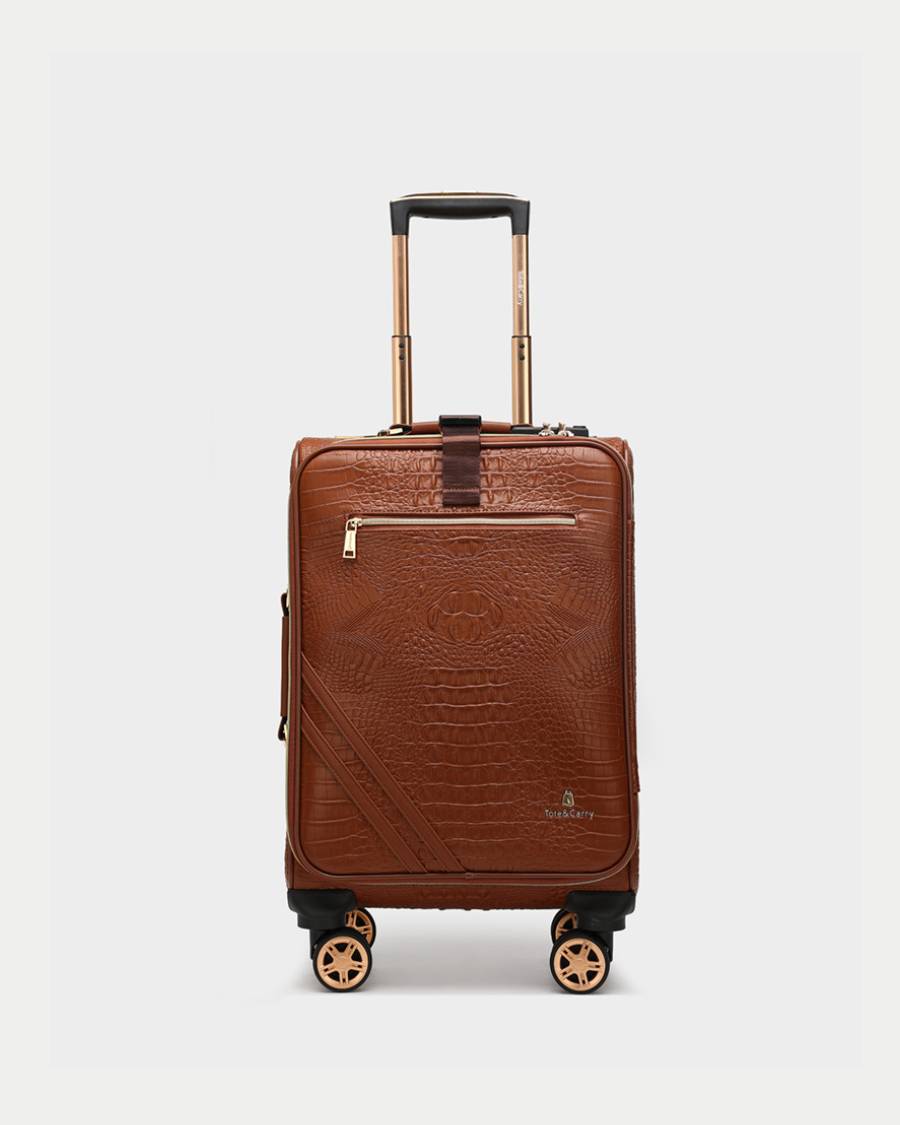 Apollo 2-Piece Luggage Set in Caramel Brown - Lightweight Spinner Suitcase for Travel, Business Trips & Vacations