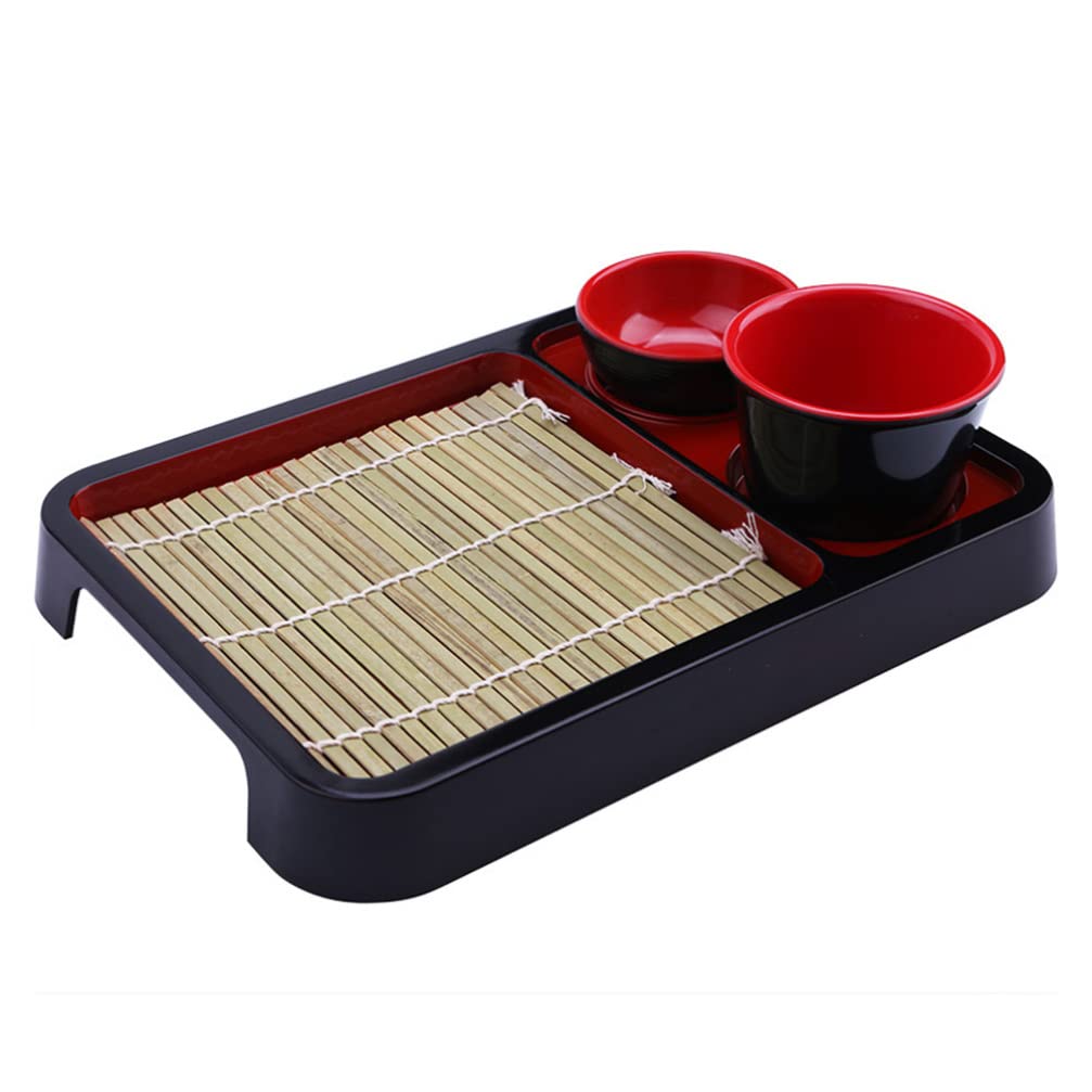 Japanese Style Cold Noodle Plate Set - Rectangular Bamboo Tray for Soba, Udon & Asian Noodles | Perfect for Sushi, Appetizers & Japanese Dining Experience