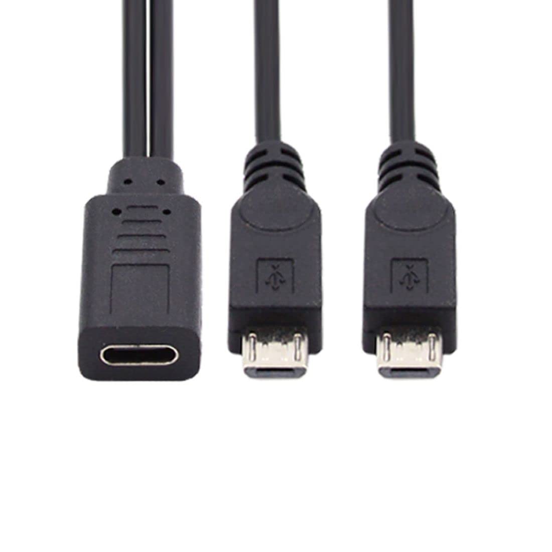 Chenyang USB C Splitter 1 to 2 Micro USB Charging Cable - 0.98FT/0.3M Dual Port Fast Charger for Phone & Tablet - Perfect for Travel, Office & Home Use