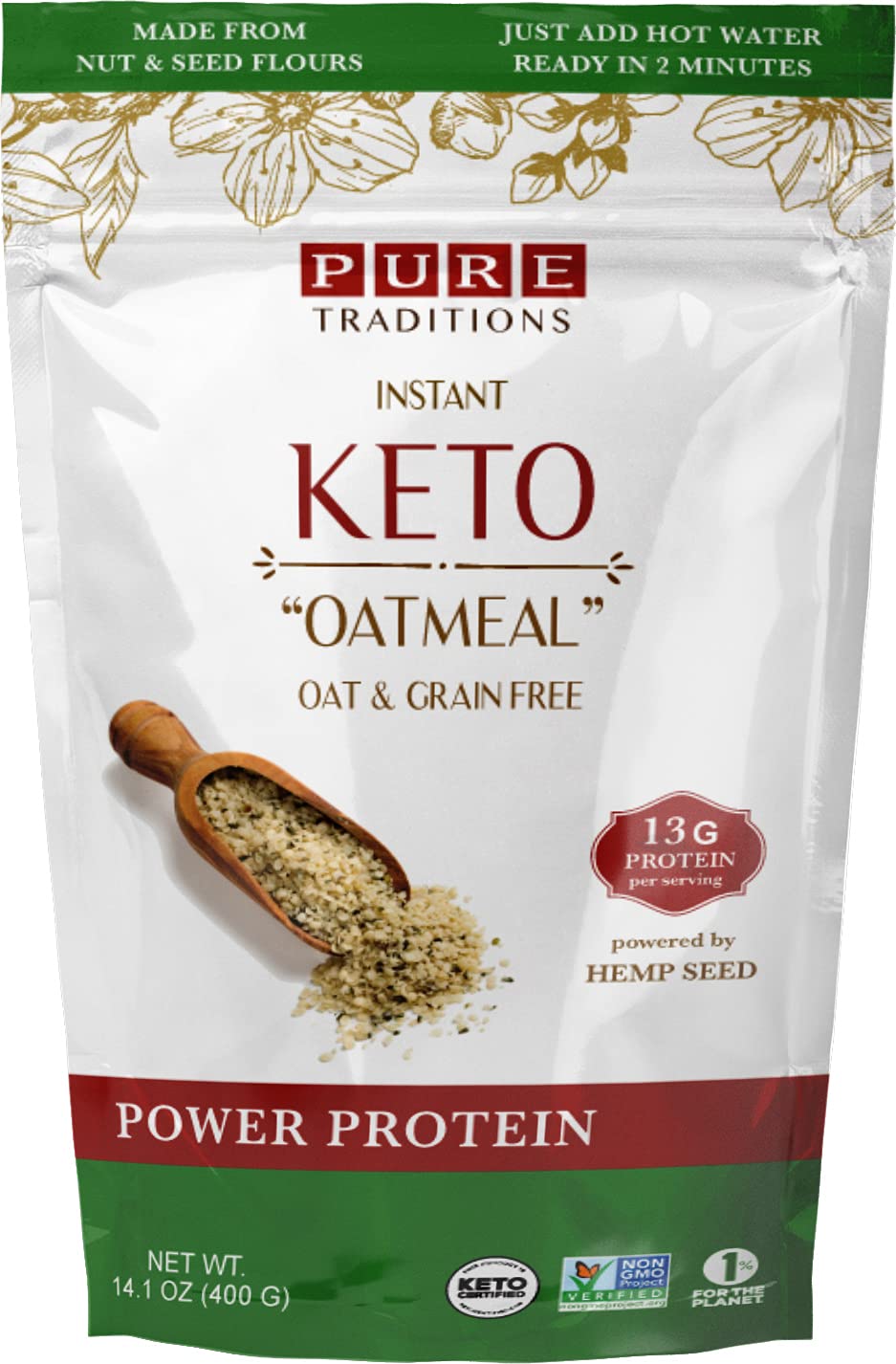 Instant Keto Oatmeal - High Protein Paleo & Keto Certified - Grain Free, Gluten Free Breakfast - 14.1 Oz - Perfect for Low Carb Diet & Weight Loss