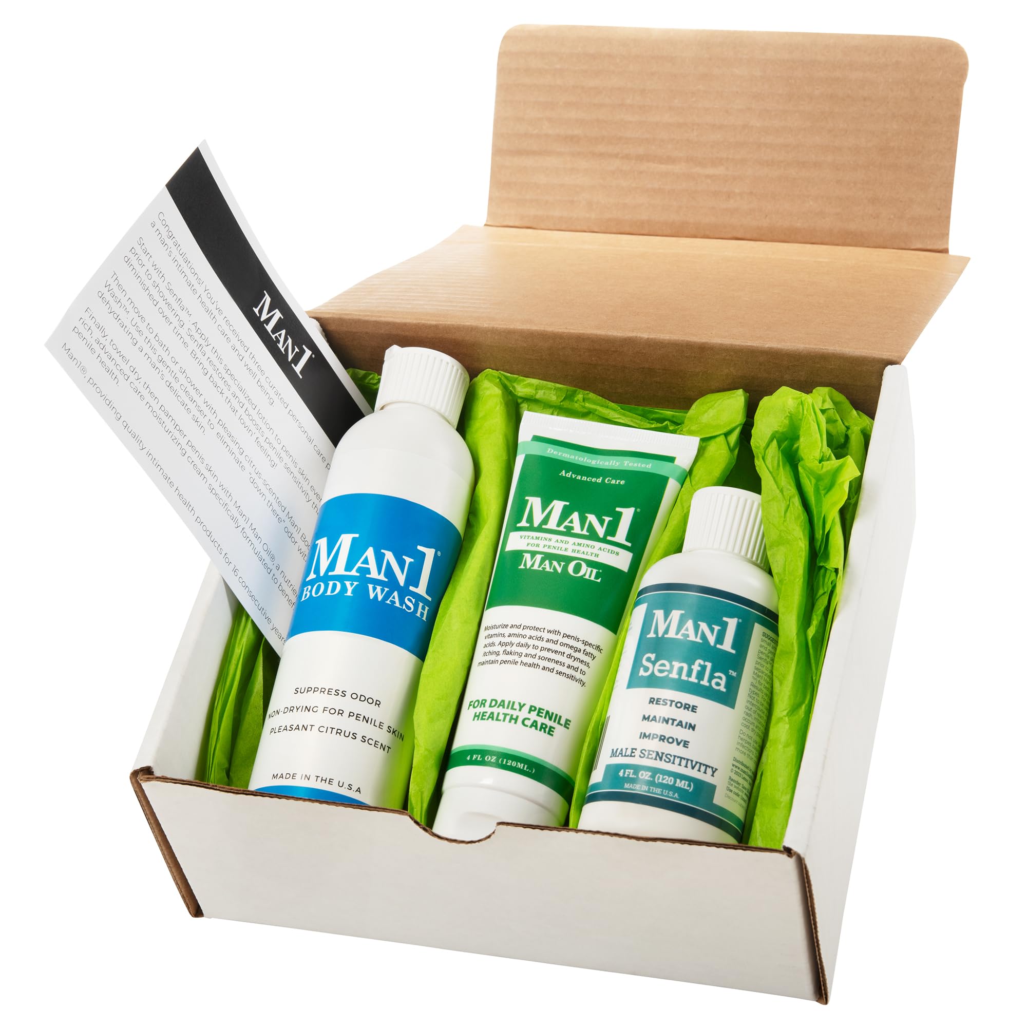 **Man1 Collection: Premium Penile Health Gift Set for Men - Man Oil, Senfla & Body Wash | Perfect for Anniversary, Birthday & Holidays | Complete Care for Smooth, Healthy Skin**    *(Use Case: Ideal for daily hygiene, soothing irritation, and maintaining optimal penile health – a thoughtful gift for husbands, boyfriends, or loved ones.)*