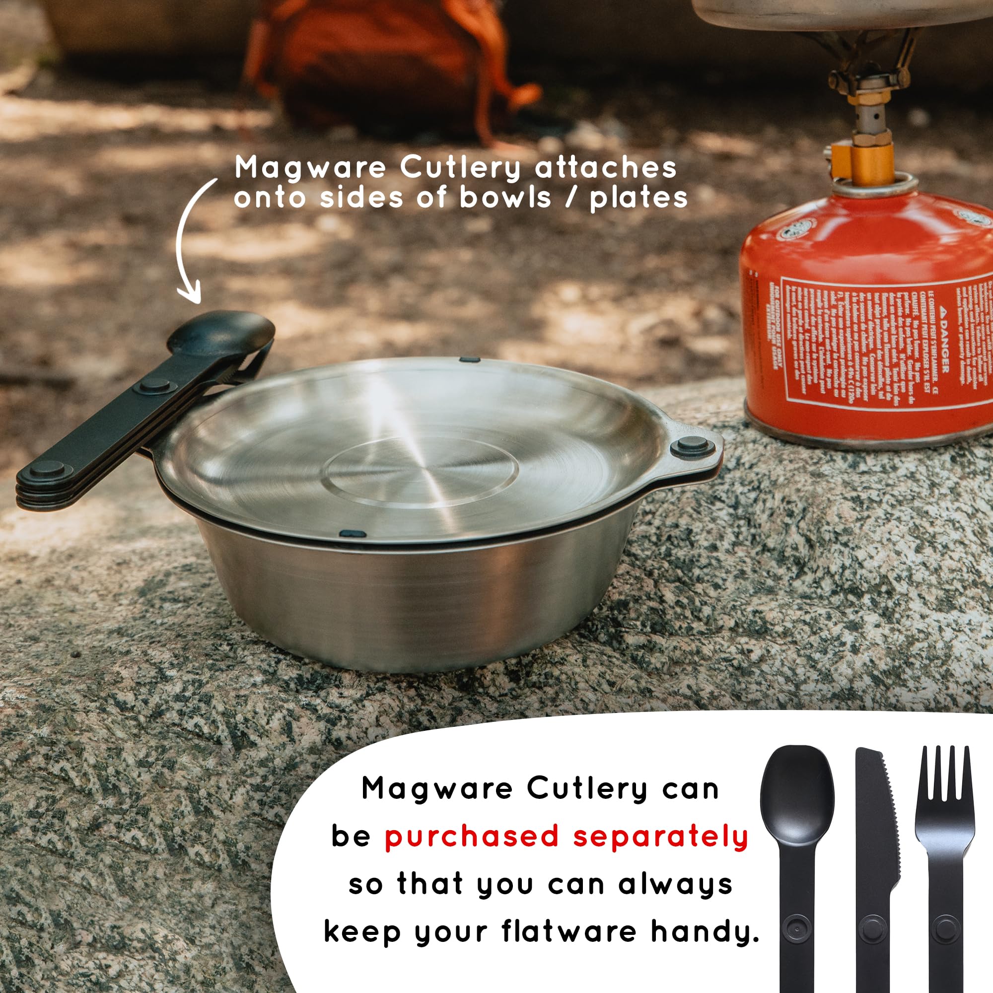 MAGWARE Magnetic Bowls and Plates Set - Stainless Steel Travel Dinnerware for Camping, Backpacking, Picnics - Portable & Reusable Outdoor Dining Kit for Hiking, RV Trips, and Beach Parties