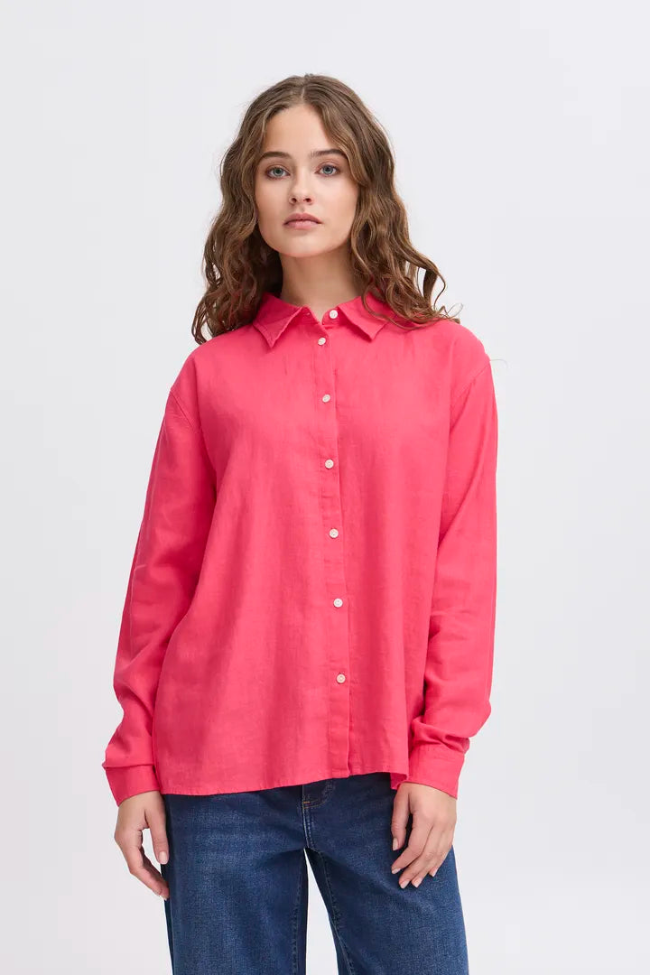 Stylish Helen Shirt in Geranium Print - Women's Fashion Blouse for Casual Wear & Office Outfits
