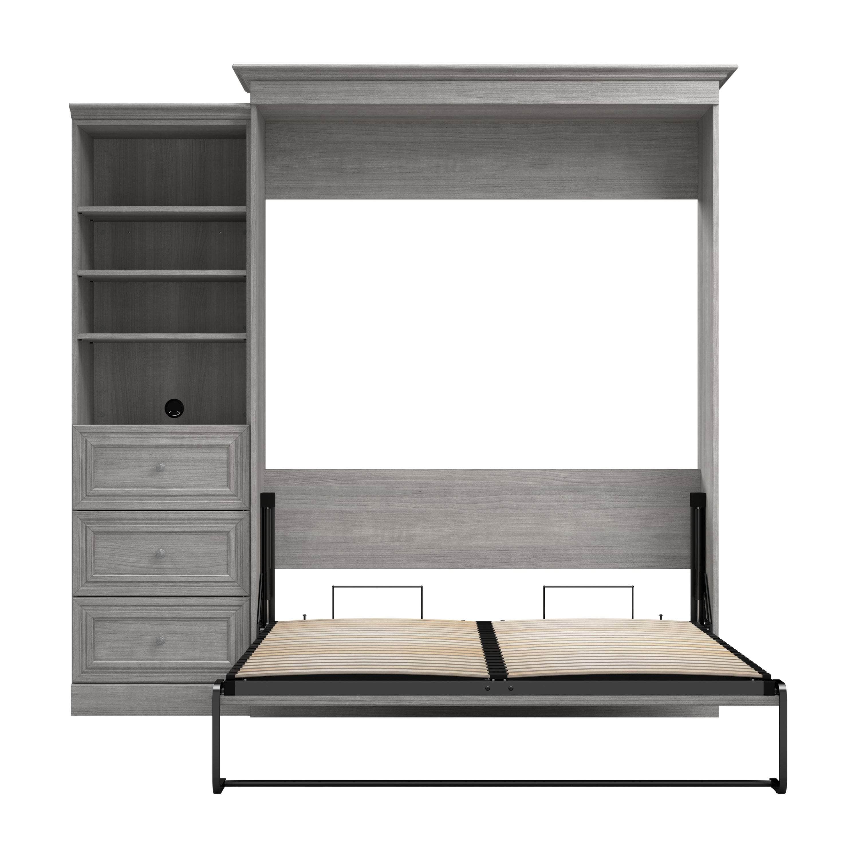 Space-Saving Queen Murphy Wall Bed with Built-In Closet & Drawers - 2 Color Options | Perfect for Small Apartments, Guest Rooms & Home Offices