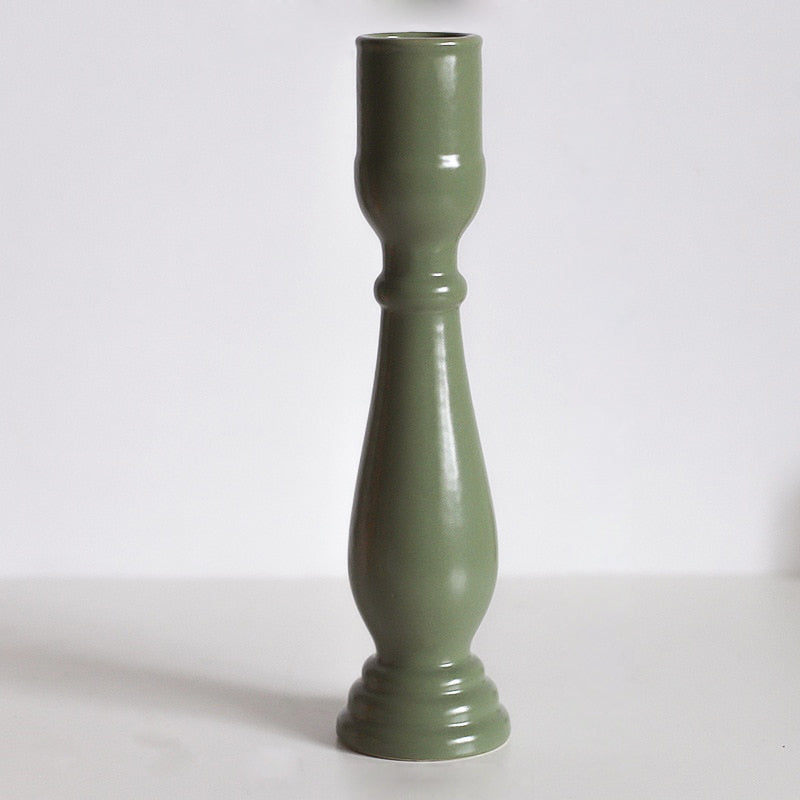 Decorative Candy Glazed Ceramic Candle Holders - Set of 2, Handmade Home Decor for Dining Table, Wedding Centerpiece, Romantic Ambiance Lighting