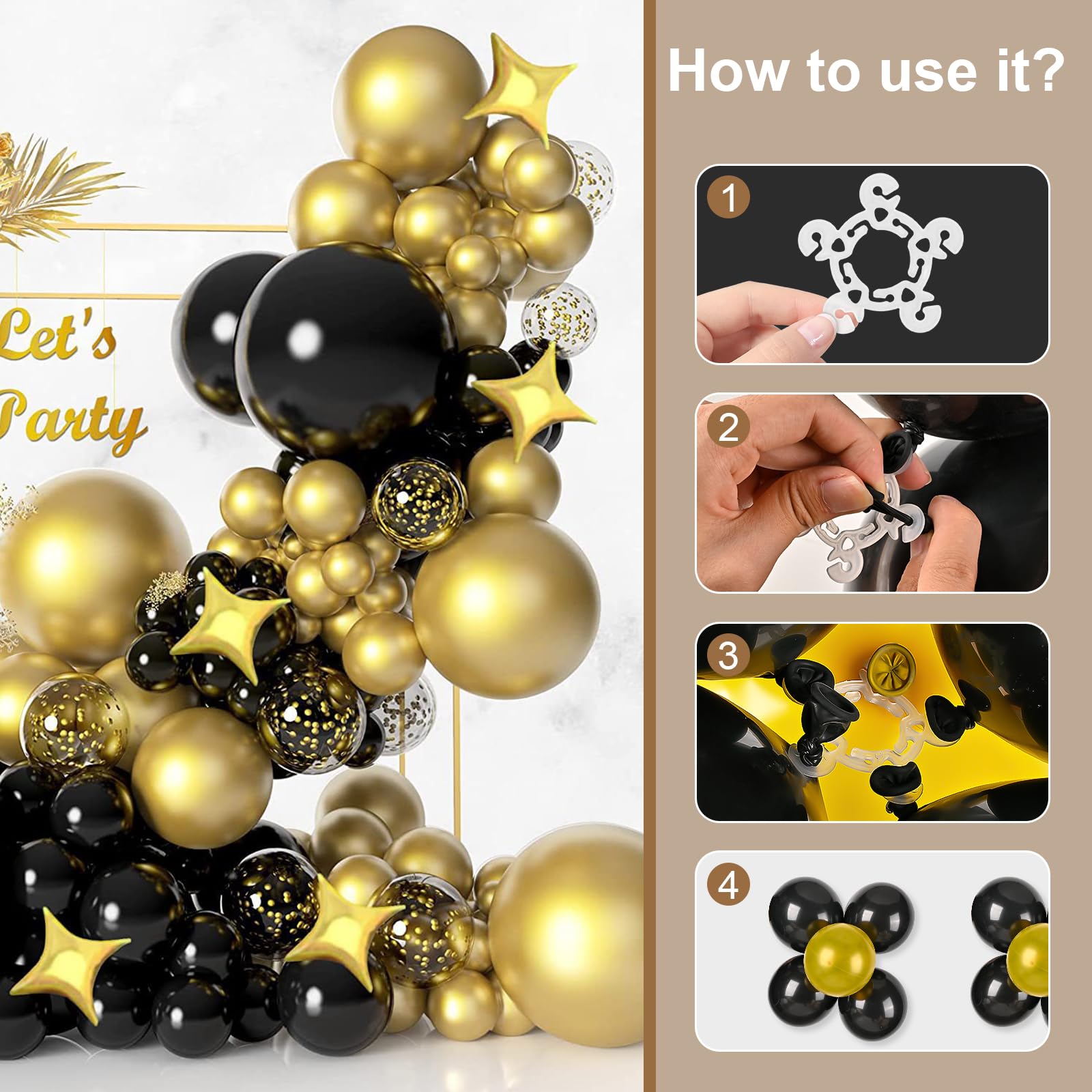 60 PCS Balloon Clips for Balloon Arch, Column Stand & Flowers - Reusable Plastic Clips for Party Decorations - Perfect for Birthday, Wedding, Baby Shower & Holiday Events