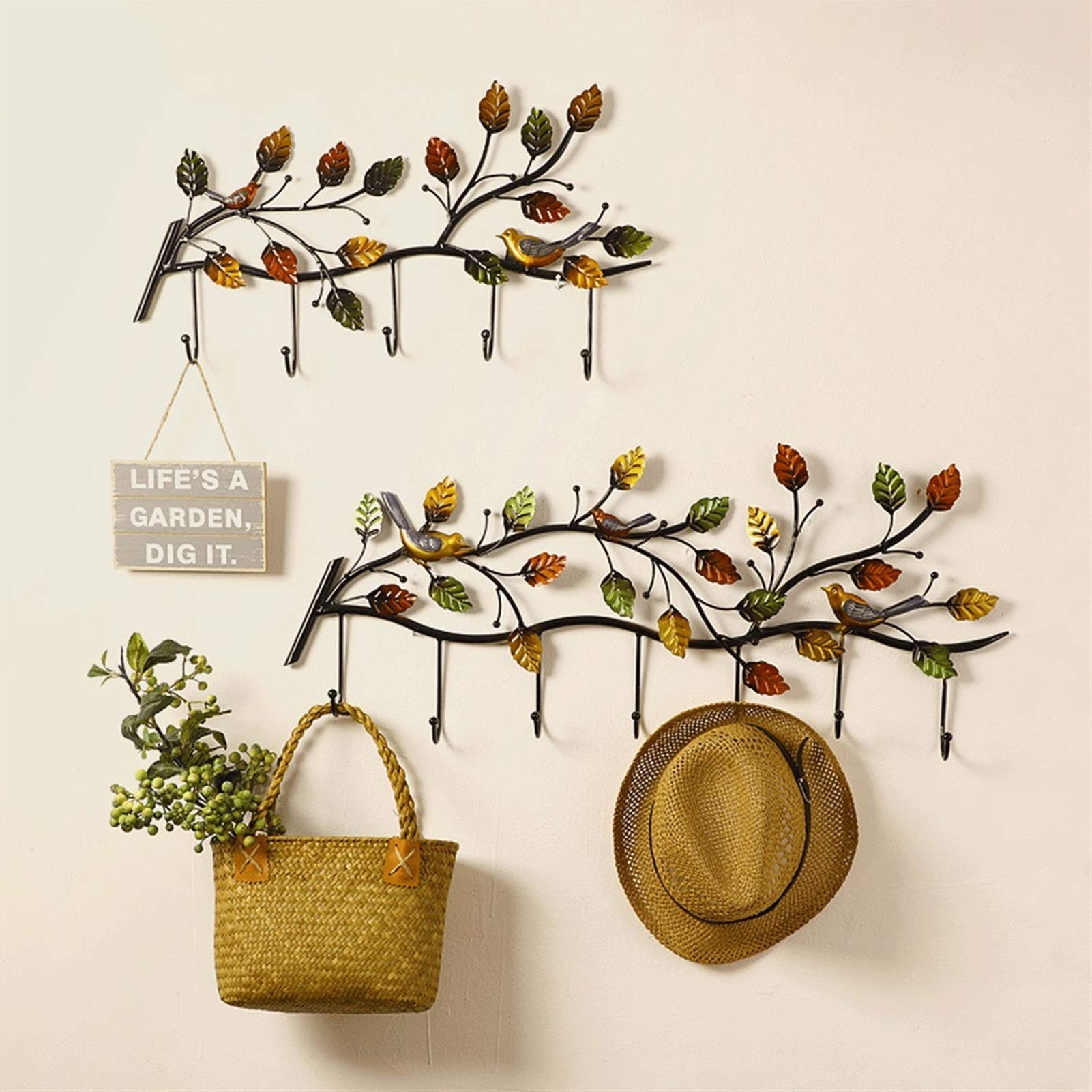Creative Wrought Iron Wall Mounted Coat Rack - Stylish Clothes & Hat Hanger for Living Room, Bedroom Entryway - Perfect for Organizing Jackets, Scarves, Bags & Home Decor
