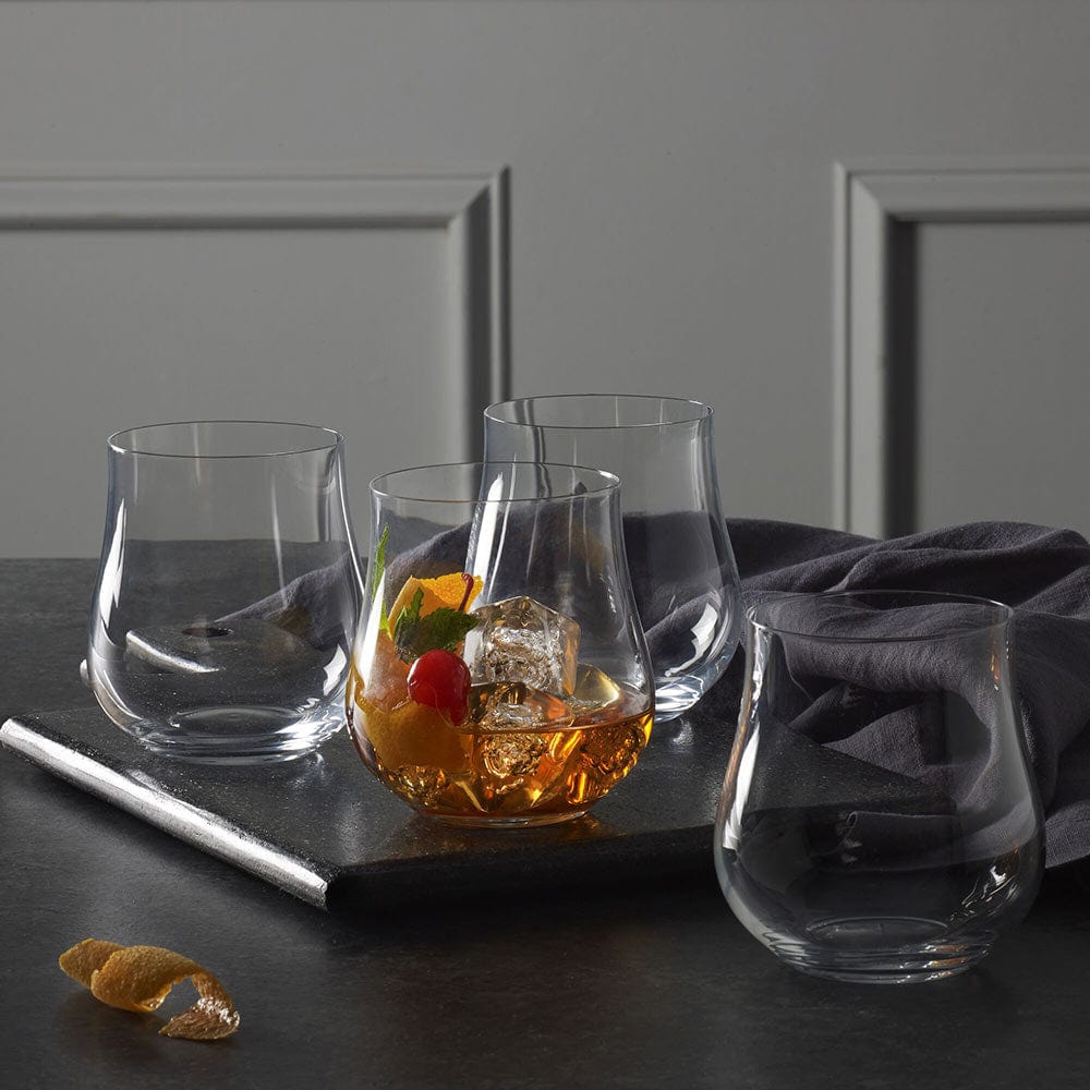 Premium Set of 4 Double Old Fashioned Whiskey Glasses - Heavy Base Crystal Clear Drinking Glasses for Bourbon, Scotch & Cocktails - Perfect for Home Bar, Gifts & Entertaining