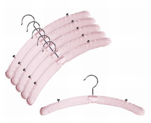 Luxury Satin Padded Clothes Hangers for Delicate Garments - Non-Slip Shoulder Protection (Pink) - Perfect for Dresses, Blouses, Coats & Wardrobe Organization