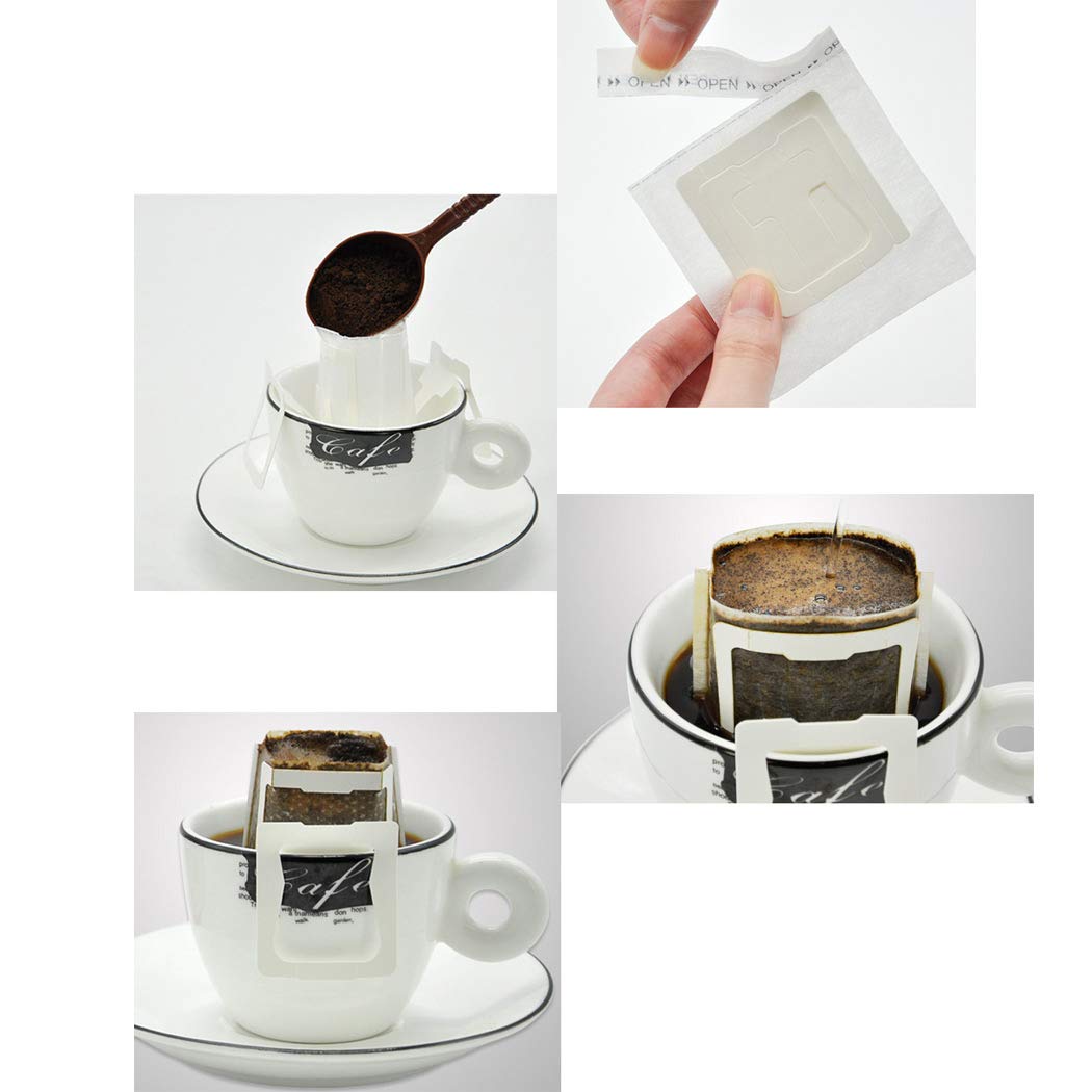 Disposable Single Cup Paper Coffee Filters - Non-Woven Hanging Ear Drip Coffee & Tea Bags for Travel, Home, and Office Use - 50 Pack (Ideal for Coffee Makers, Camping, and On-the-Go Brewing)
