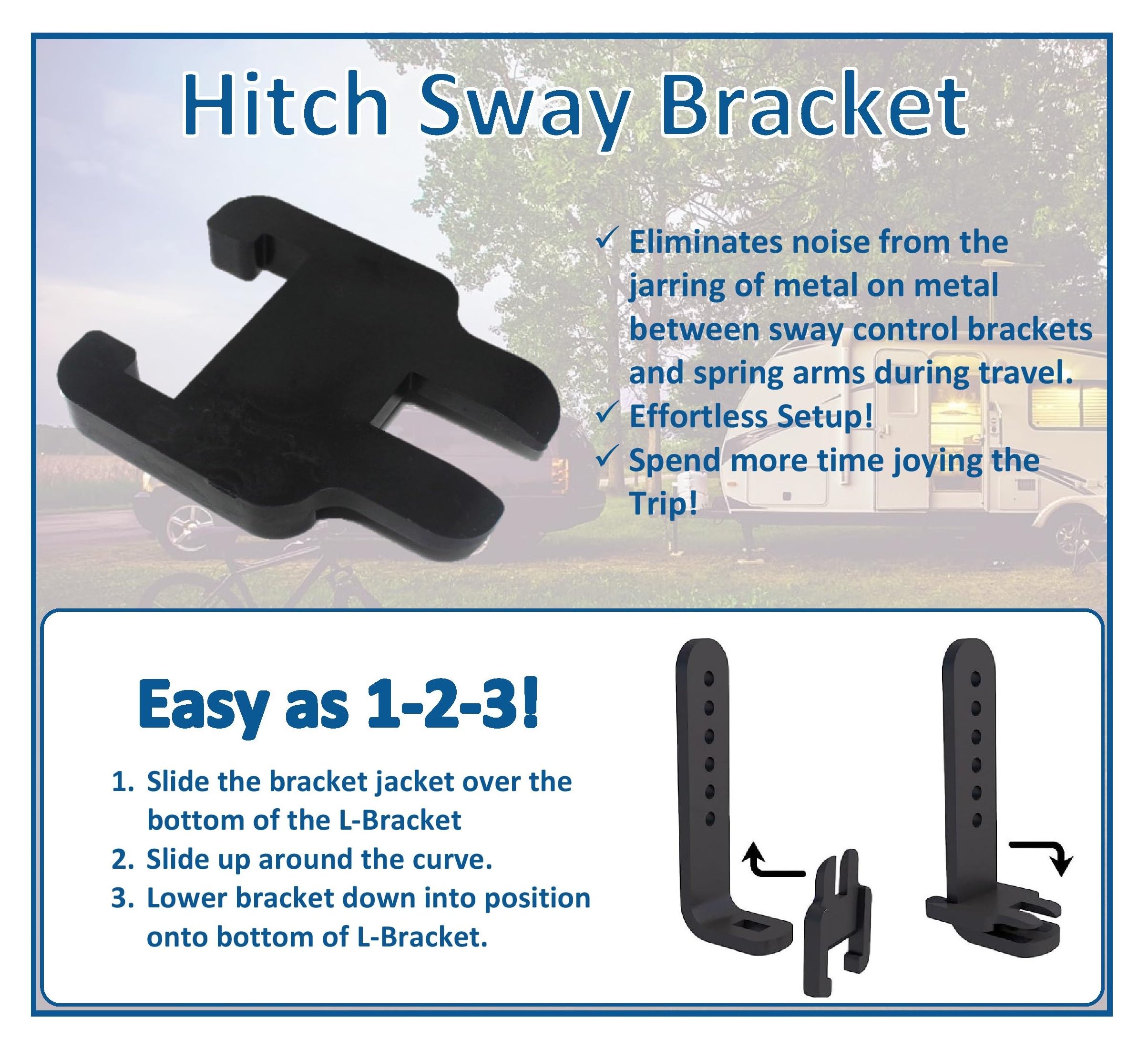 4 Pack Sway Bracket Jacket for E2 - Noise-Reducing Cushion Between Sway Control Bracket & Bar - Eliminates Wear & Vibration - Perfect for RV, Trailer, and Travel Camper Stabilization