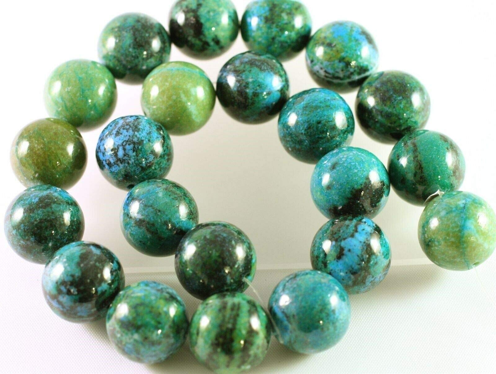 18mm Round Blue Green Azurite Imitation Gemstone Beads - 1 Strand for DIY Jewelry Making, Bracelets, Necklaces & Craft Supplies | Perfect for Boho, Handmade & Fashion Accessories