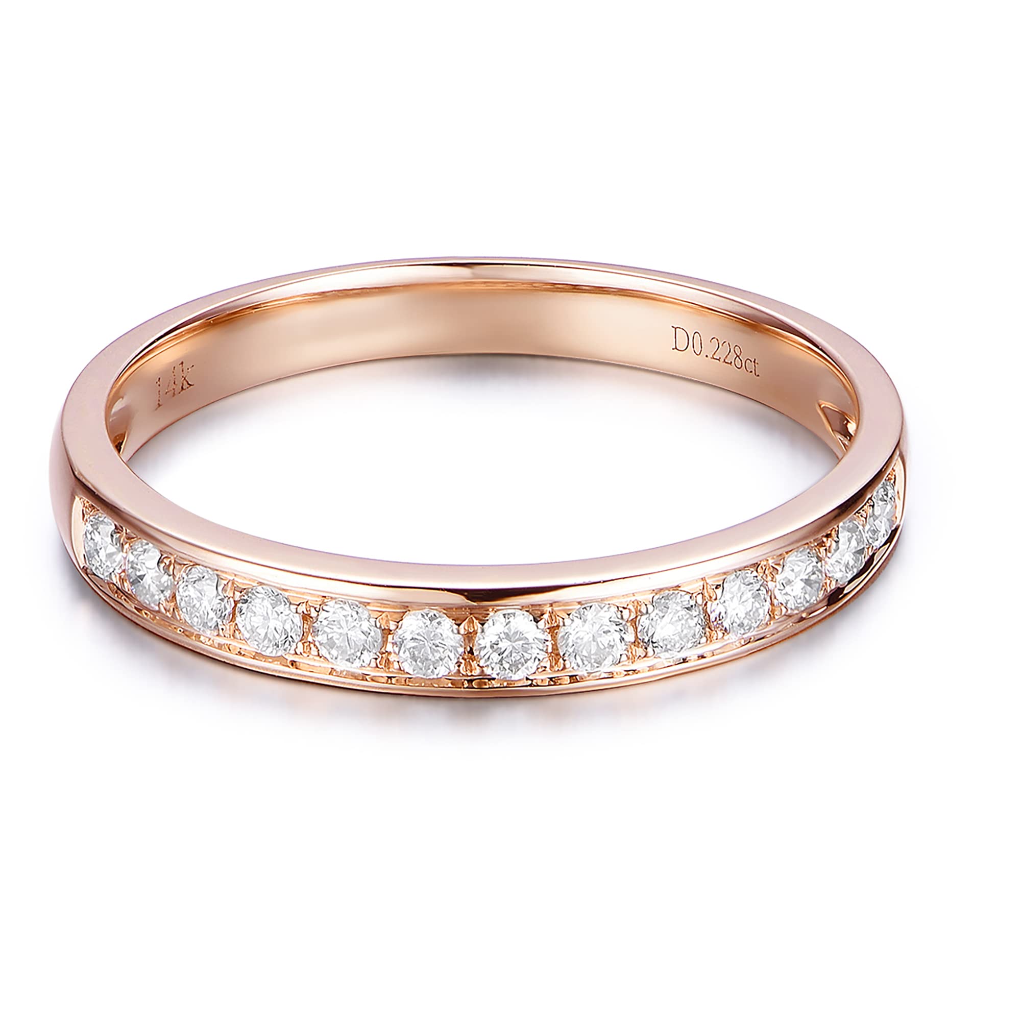 14K Gold 2mm Dainty Eternity Moissanite Wedding Band for Women - Elegant Stackable Ring for Bridal, Anniversary, Engagement & Everyday Wear