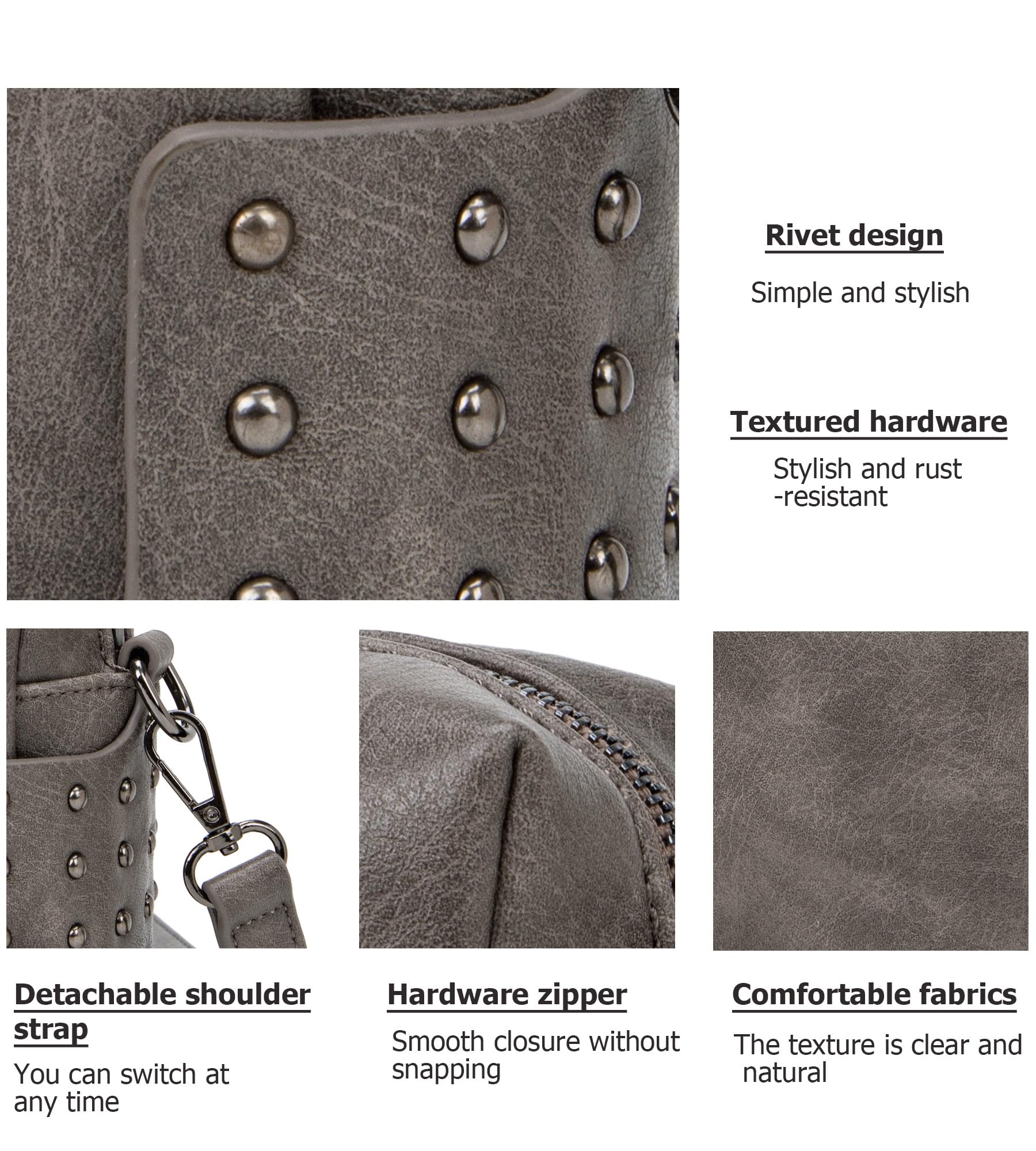 Vintage Vegan Leather Crossbody Bag for Women - Stylish Small Shoulder Purse with Rivets, Perfect for Travel & Daily Use