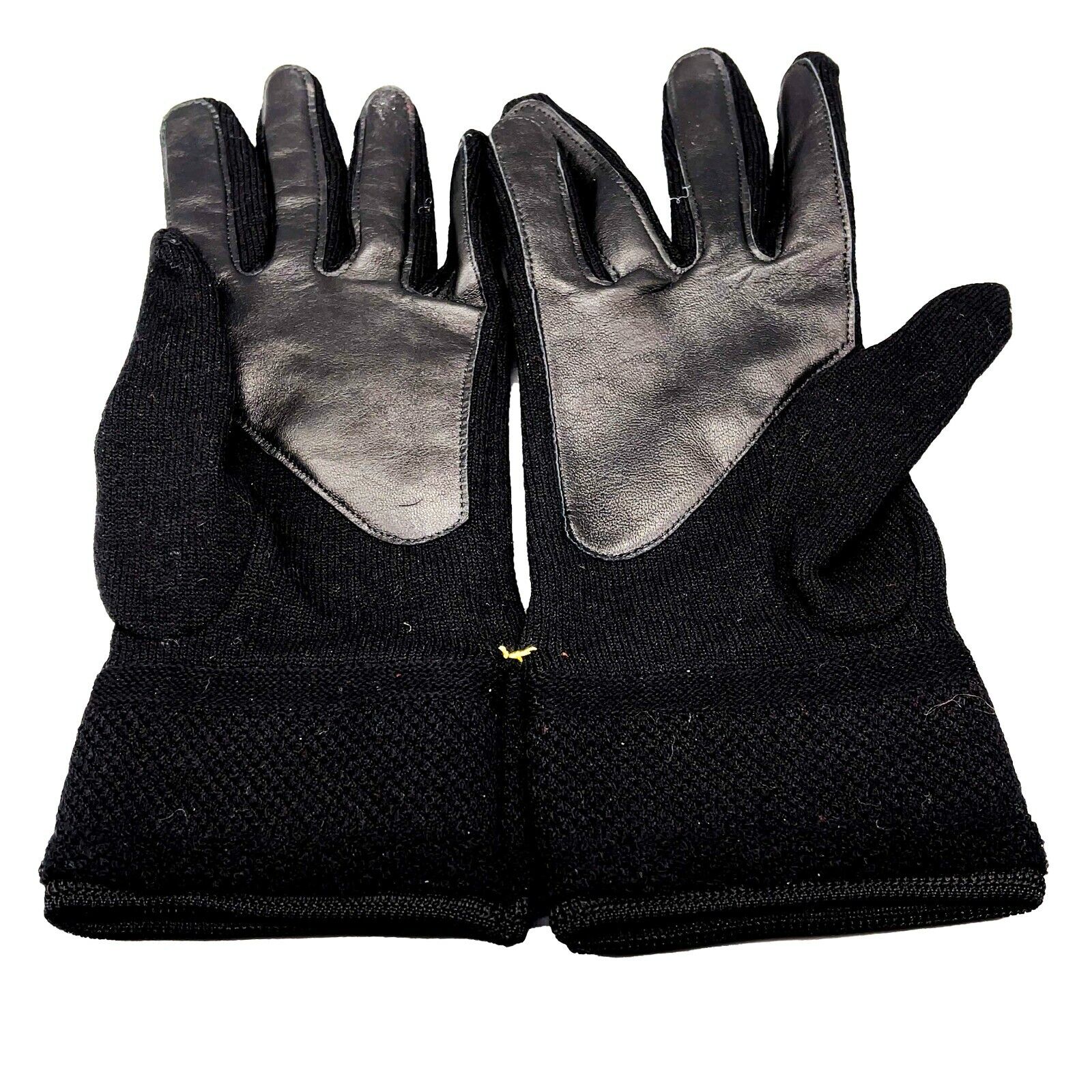 CHANEL Knit Wool Lambskin Black Leather Sport Gloves with CC Logo - Size M for Women | Winter Fashion Accessories | Perfect for Skiing, Driving & Cold Weather Protection