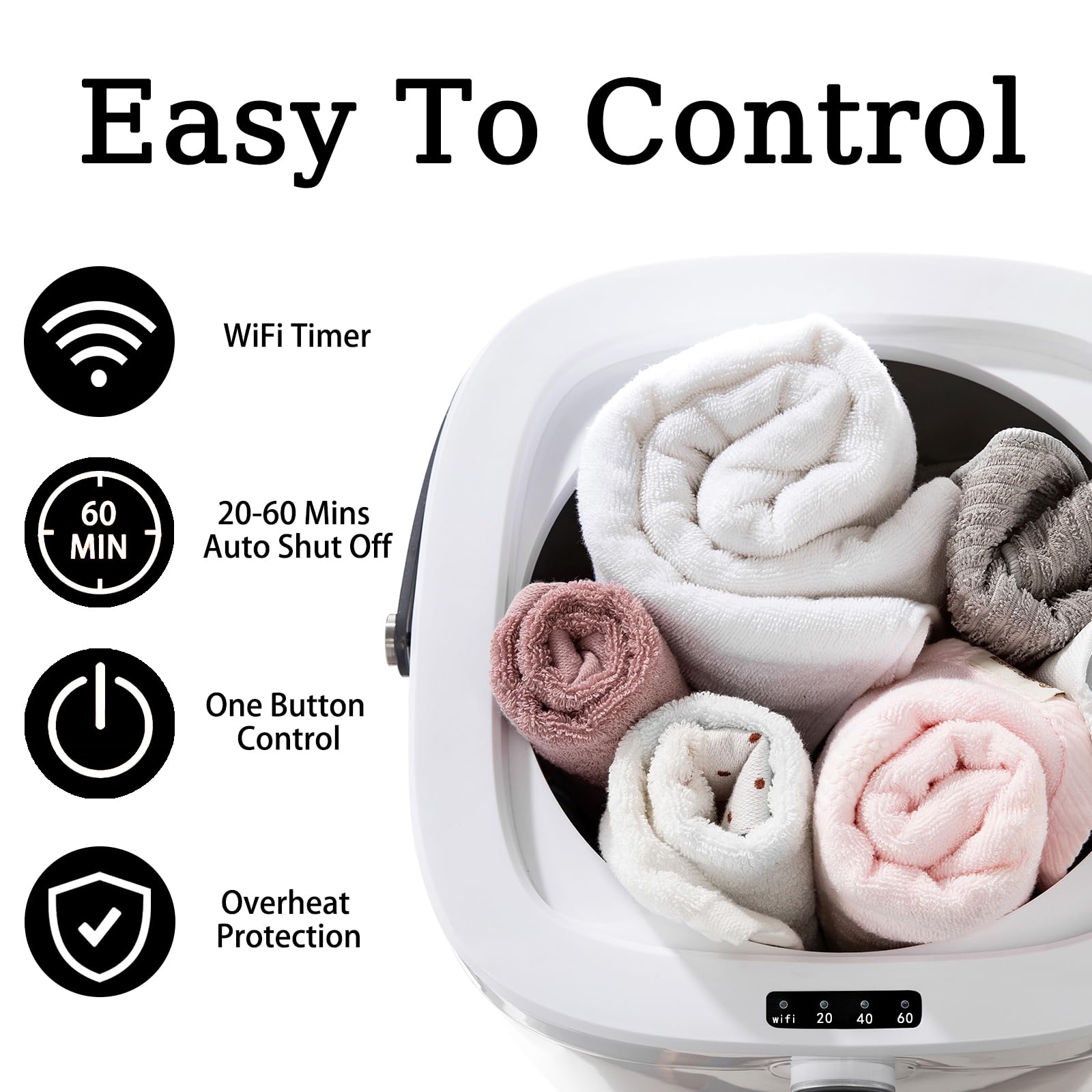 WiFi Smart Towel Warmer 25L Large Capacity - Electric Bathroom Towel Heater with 24H Timer & 3 Heat Settings - Overheat Protection - Holds Two 60