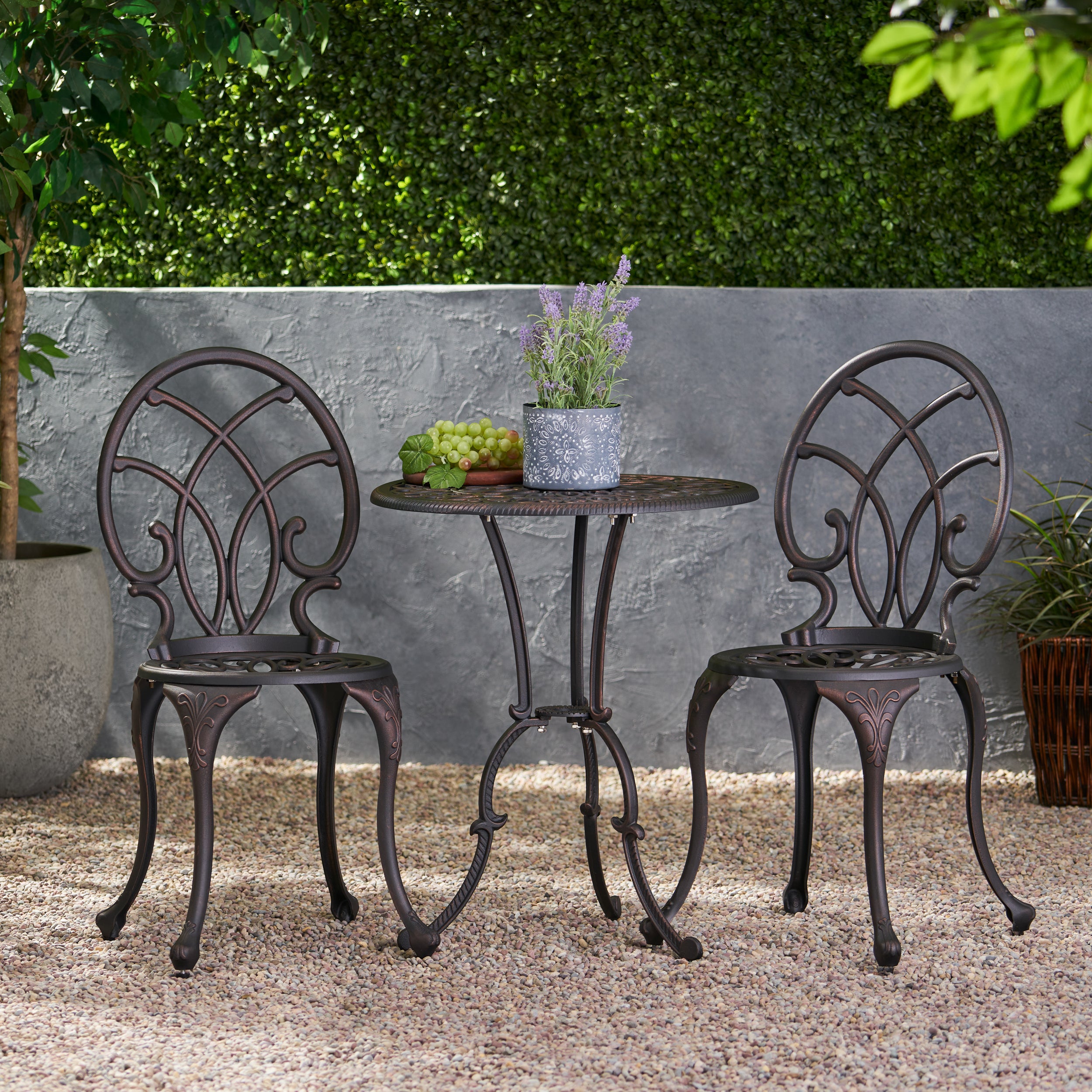 Charleston 3-Piece Cast Iron Bistro Set - Outdoor Patio Dining Furniture for Garden, Balcony & Backyard