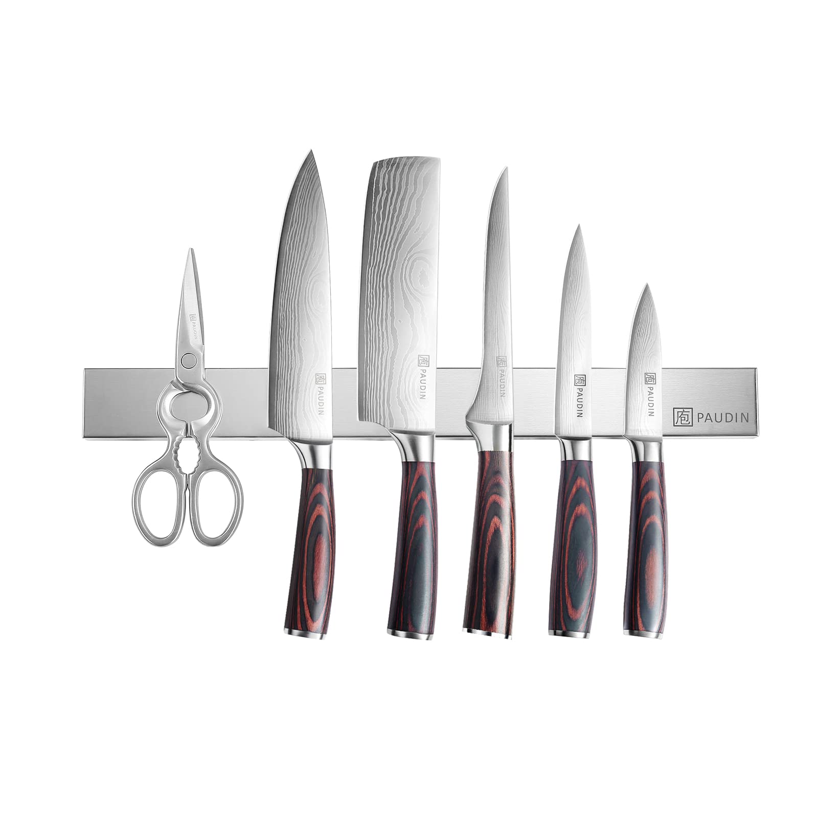 Paudin 17.7 Inch Magnetic Knife Bar - Wall Mount Stainless Steel Knife Holder & Organizer for Kitchen Knives, Utensils, Tools | Perfect for Home, Restaurant & Professional Chef Use