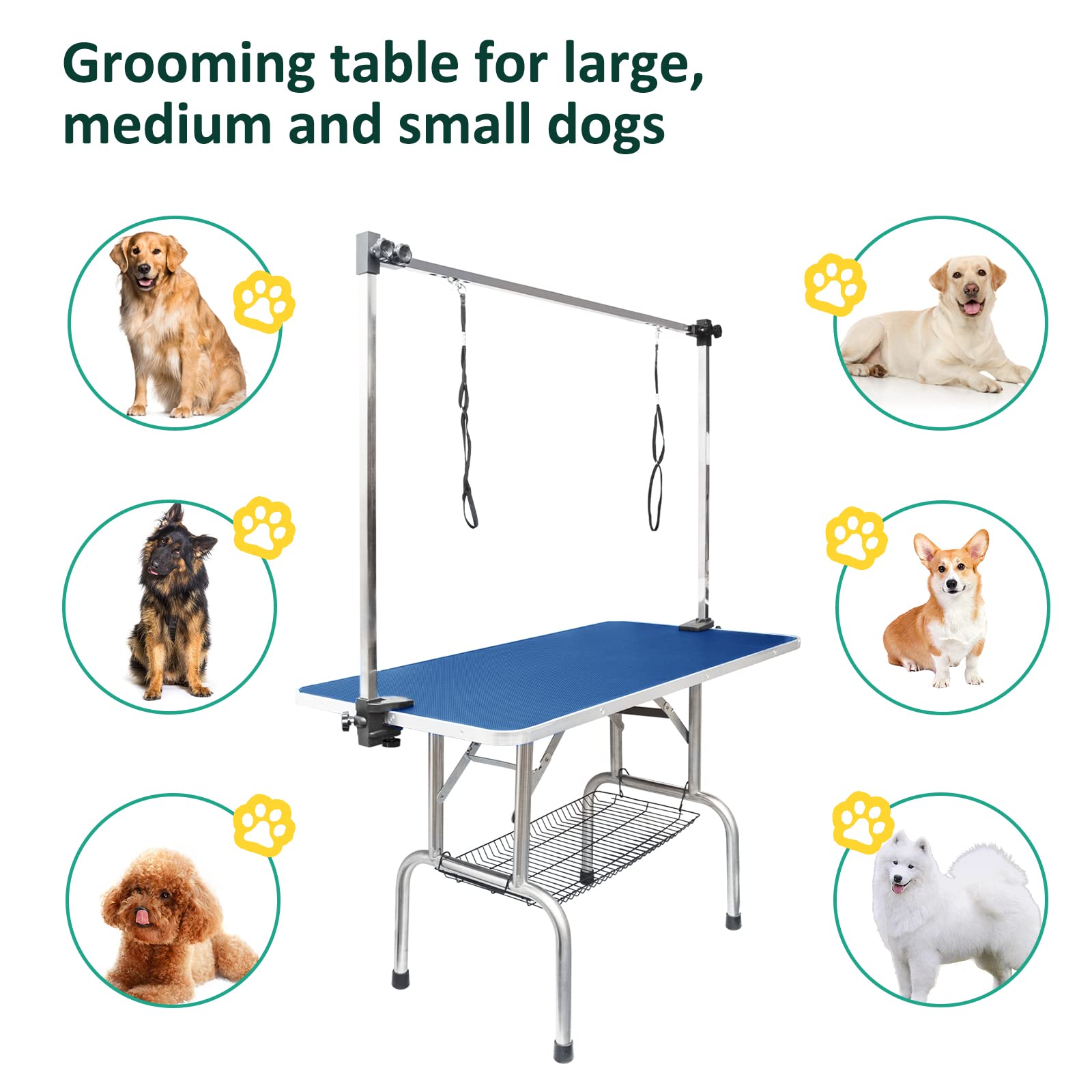 LOVMOR 42 Inch Adjustable Dog Grooming Table with Arm, Noose & Mesh Tray - Professional Pet Grooming Station for Home Use, Perfect for Bathing, Trimming & Styling Small to Large Dogs