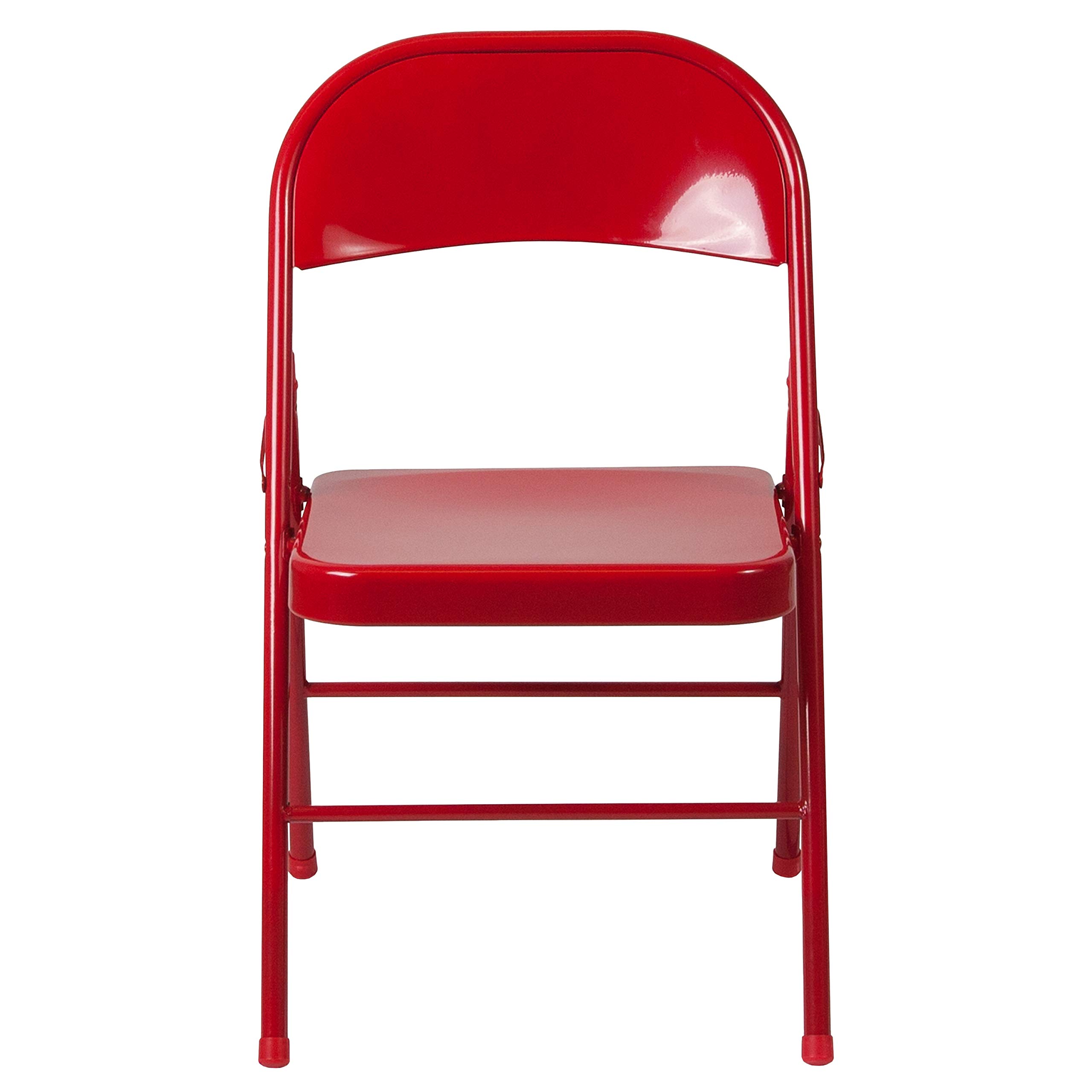 Flash Furniture HERCULES Series Heavy Duty Red Metal Folding Chair - Double Braced for Extra Strength - Perfect for Events, Parties, Outdoor Gatherings & Temporary Seating