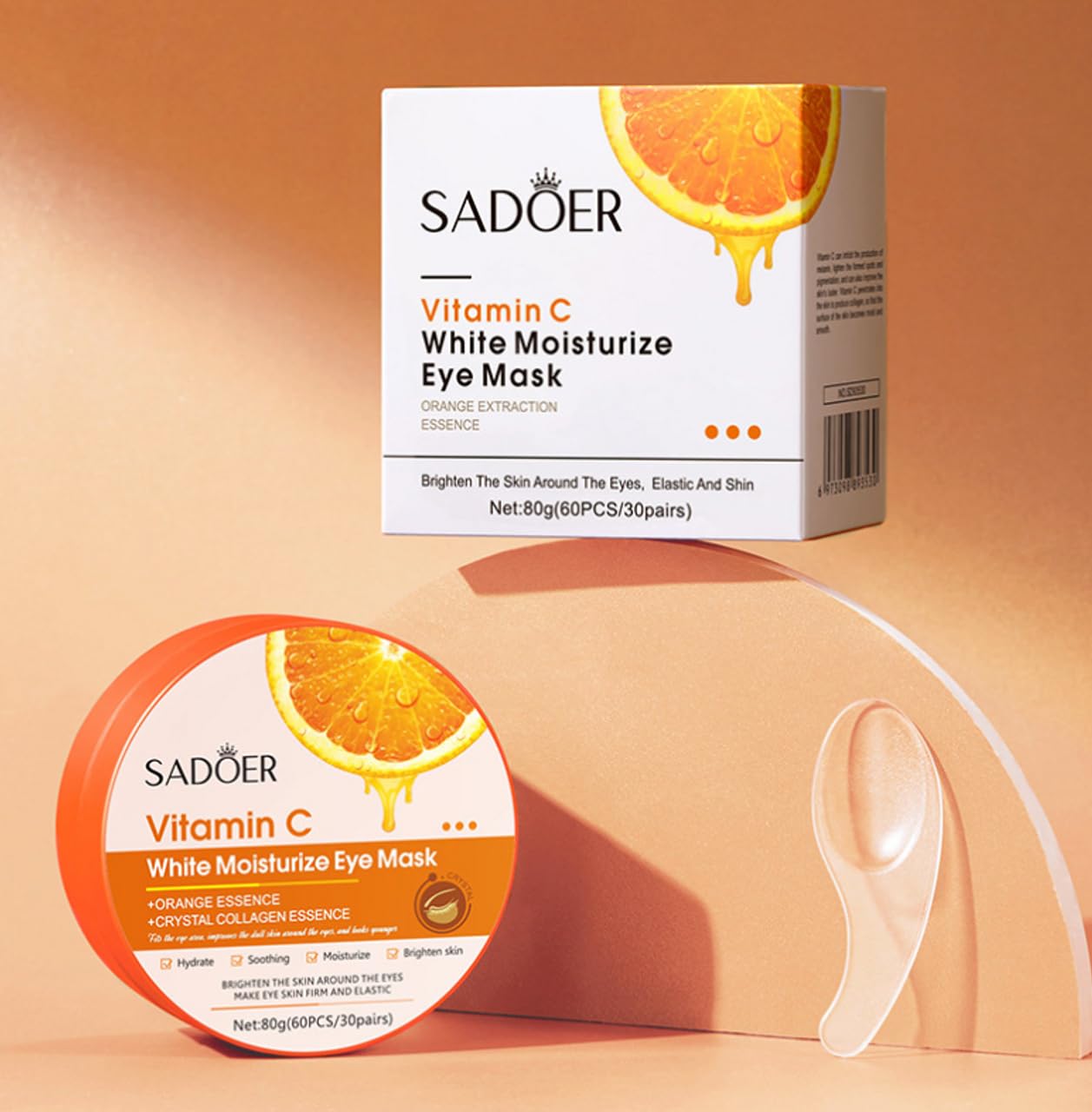 Vitamin C Under Eye Mask - Korean Technology for Dark Circles, Puffiness & Hydration (60 Patches/30 Pairs, 80g) - Brighten & Refresh Tired Eyes for Work, Travel & Nighttime Skincare