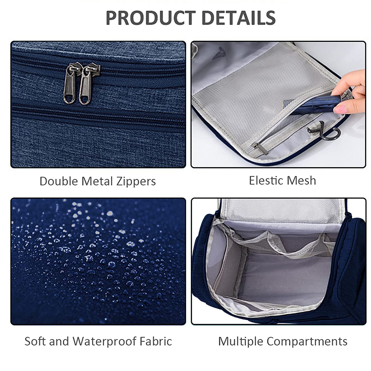 Clopic - Waterproof Travel Toiletry Bag & Makeup Organizer with Hanging Hook | Portable Cosmetic Pouch for Women | Multicolor Grooming Kit | Perfect for Vacation, Gym, Camping & Daily Use