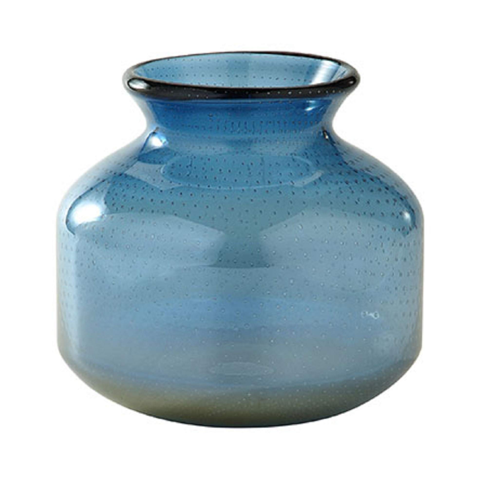 CC Home Furnishings 6 Inch Blue Dot Pattern Embossed Glass Vase - Elegant Centerpiece for Weddings, Home Decor & Floral Arrangements