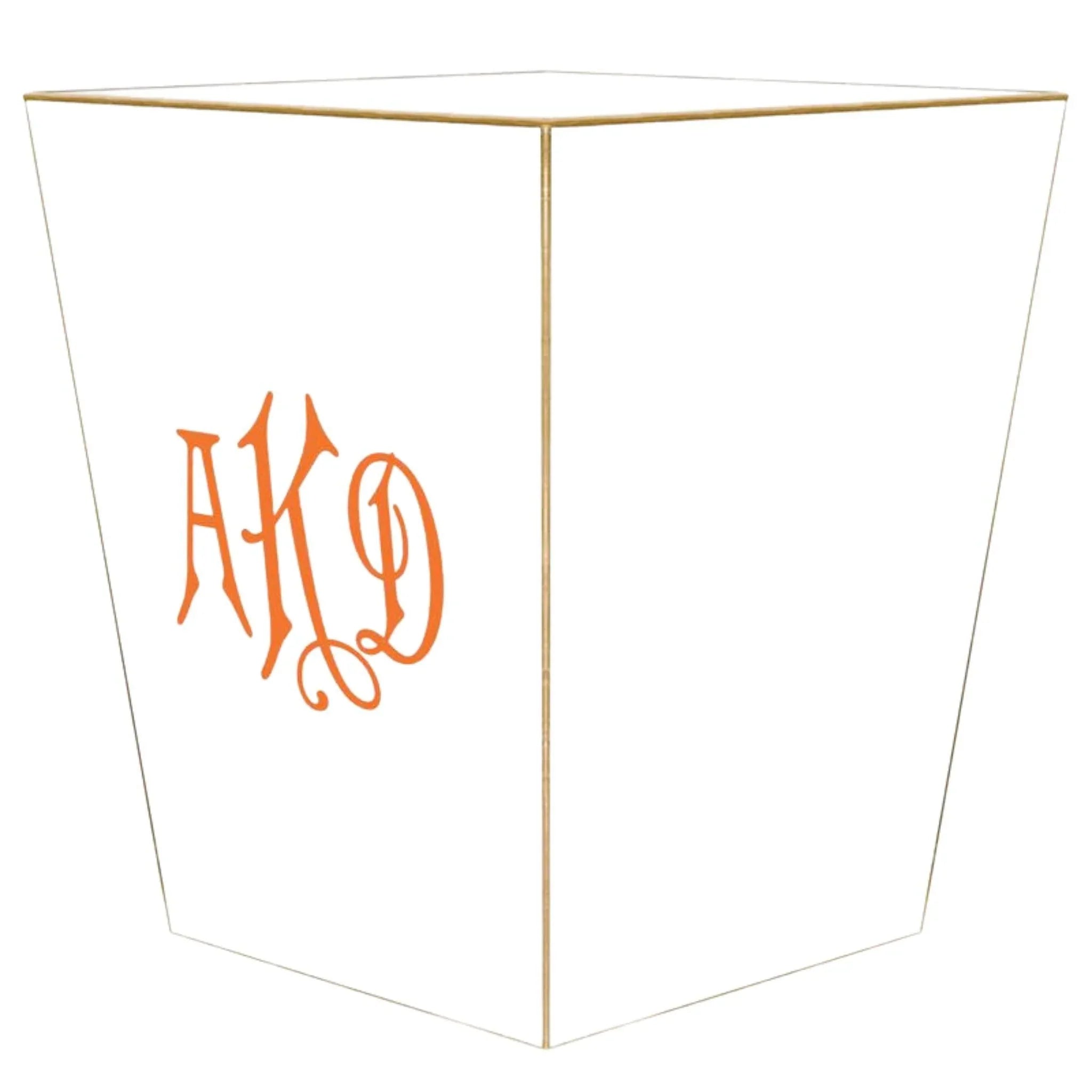 Personalized White Wastebasket with Matching Tissue Box Cover - Custom Home & Office Trash Can for Bathroom, Bedroom, or Desk Organization