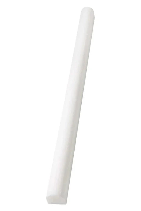 White Thassos 3/4 x 12 Bullnose Tile Trim - Premium Marble Edge Liner for Bathroom, Kitchen Backsplash & Shower Walls