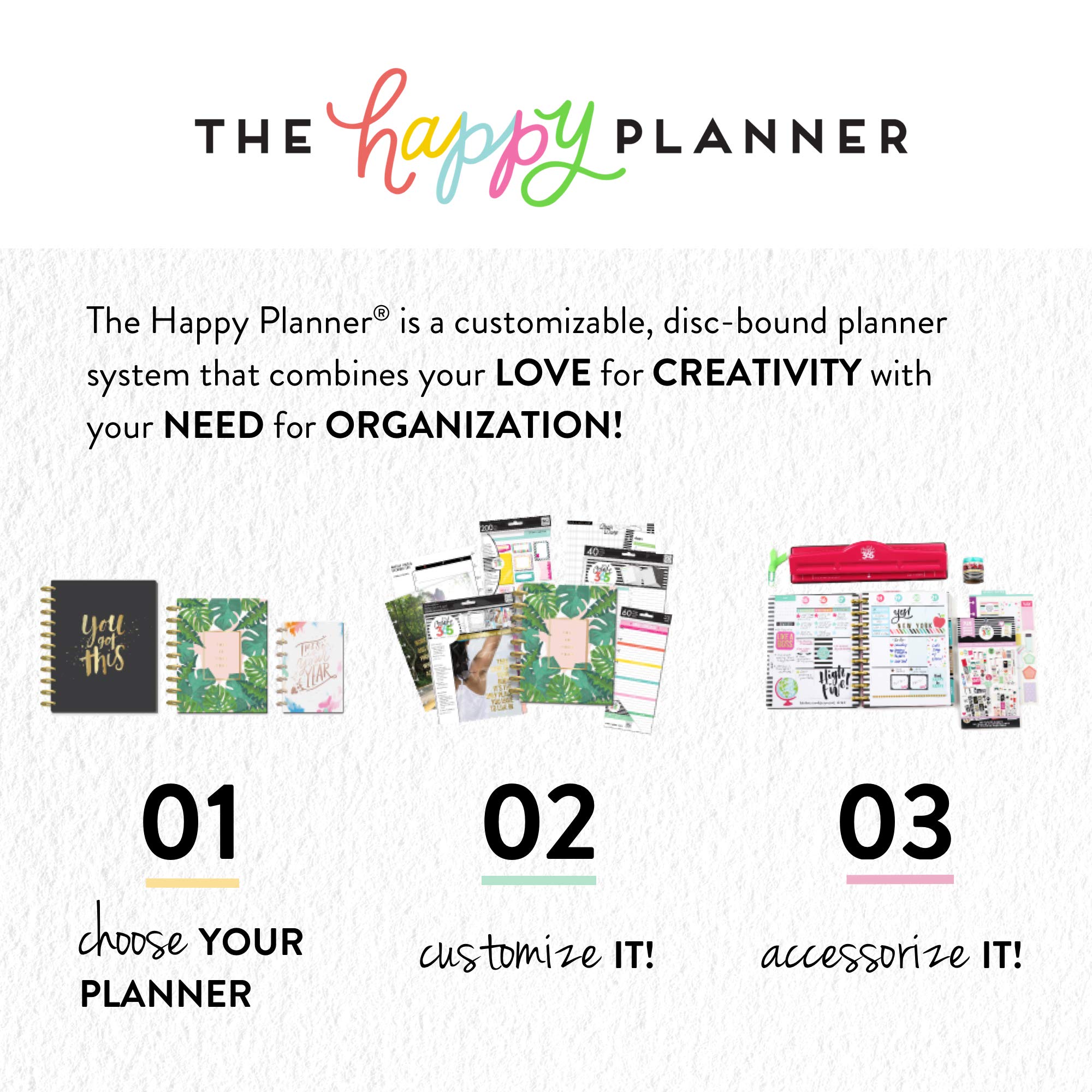 Me & My BIG Ideas Plastic Expander Discs - Black Happy Planner Scrapbooking Supplies - Add Extra Pages, Notes & Artwork - Create More Space for Notebooks, Planners & Journals - Perfect for DIY Scrapbooking, Bullet Journaling & Planner Organization