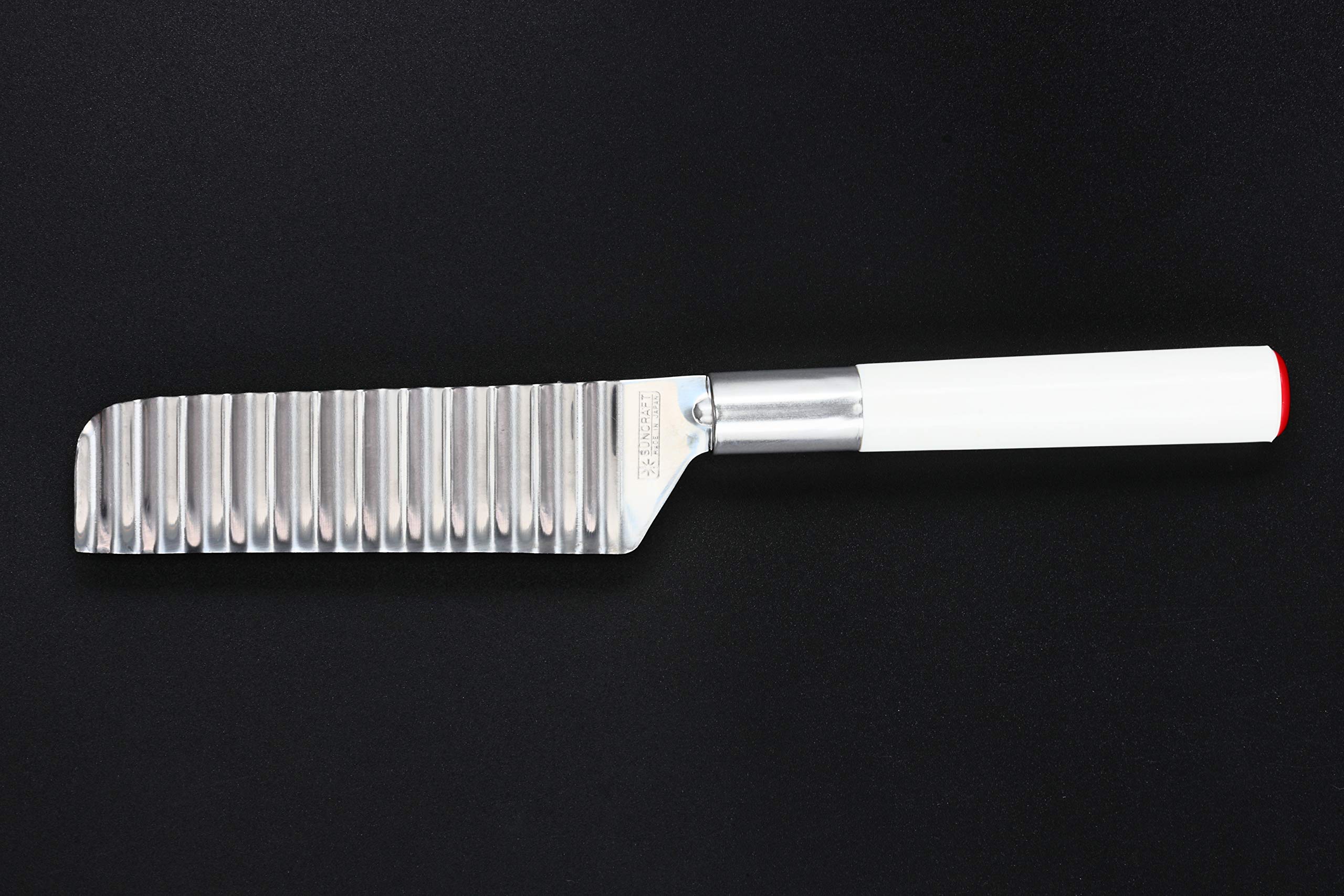 Seki Japan Stainless Steel Crinkle Cut Knife - 3.9 Inch Wavy Blade Vegetable & Potato Cutter with White Handle - Perfect for Salad Prep, Garnishing, and Creative Cooking