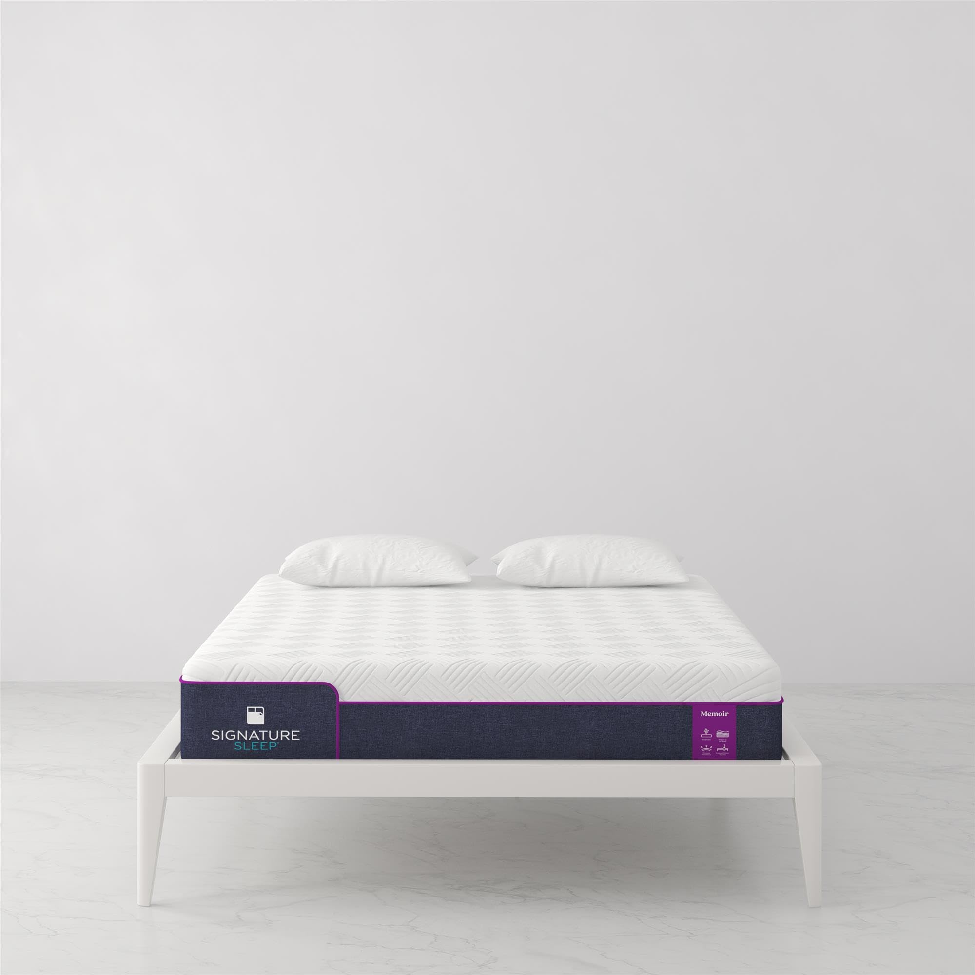Signature Sleep Memoir 10 Inch Medium Firm Memory Foam Mattress - CertiPUR-US & OEKO-TEX Certified - Full Size Bed Mattress in White - Perfect for Guest Rooms, Dorms & Small Apartments