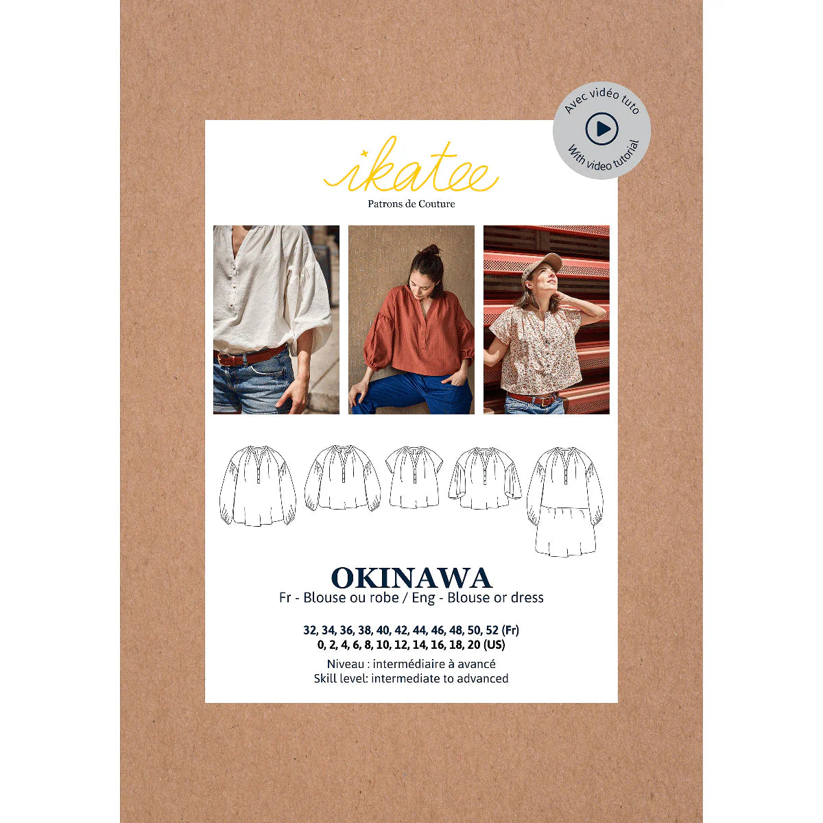 Okinawa Blouse and Dress Sewing Pattern - DIY Japanese Style Kimono Top & Dress for Women - Perfect for Summer, Boho Fashion, and Casual Wear